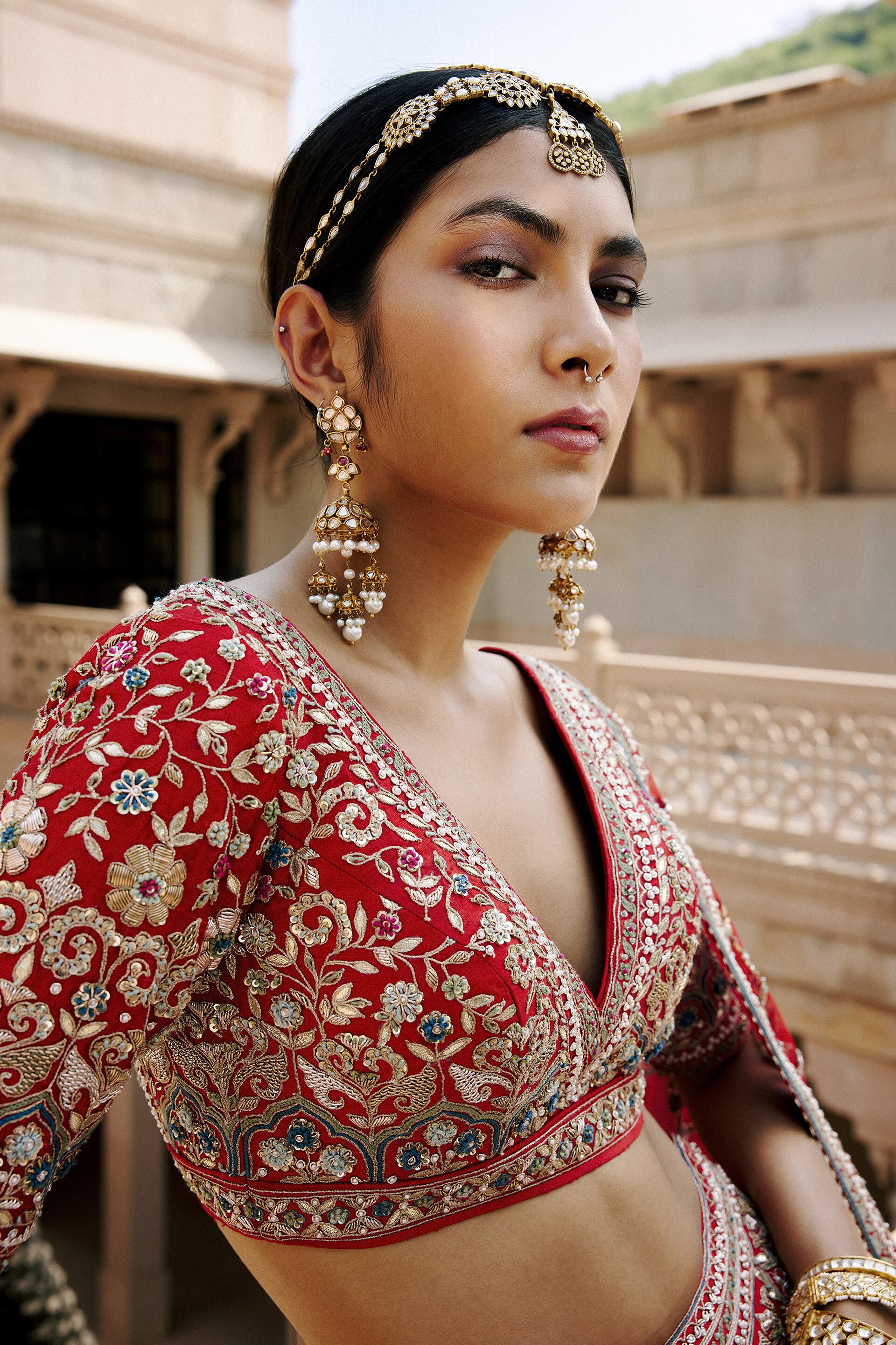 Amreen Gota Patti & Resham Silk Lehenga - Red, Red, image 4