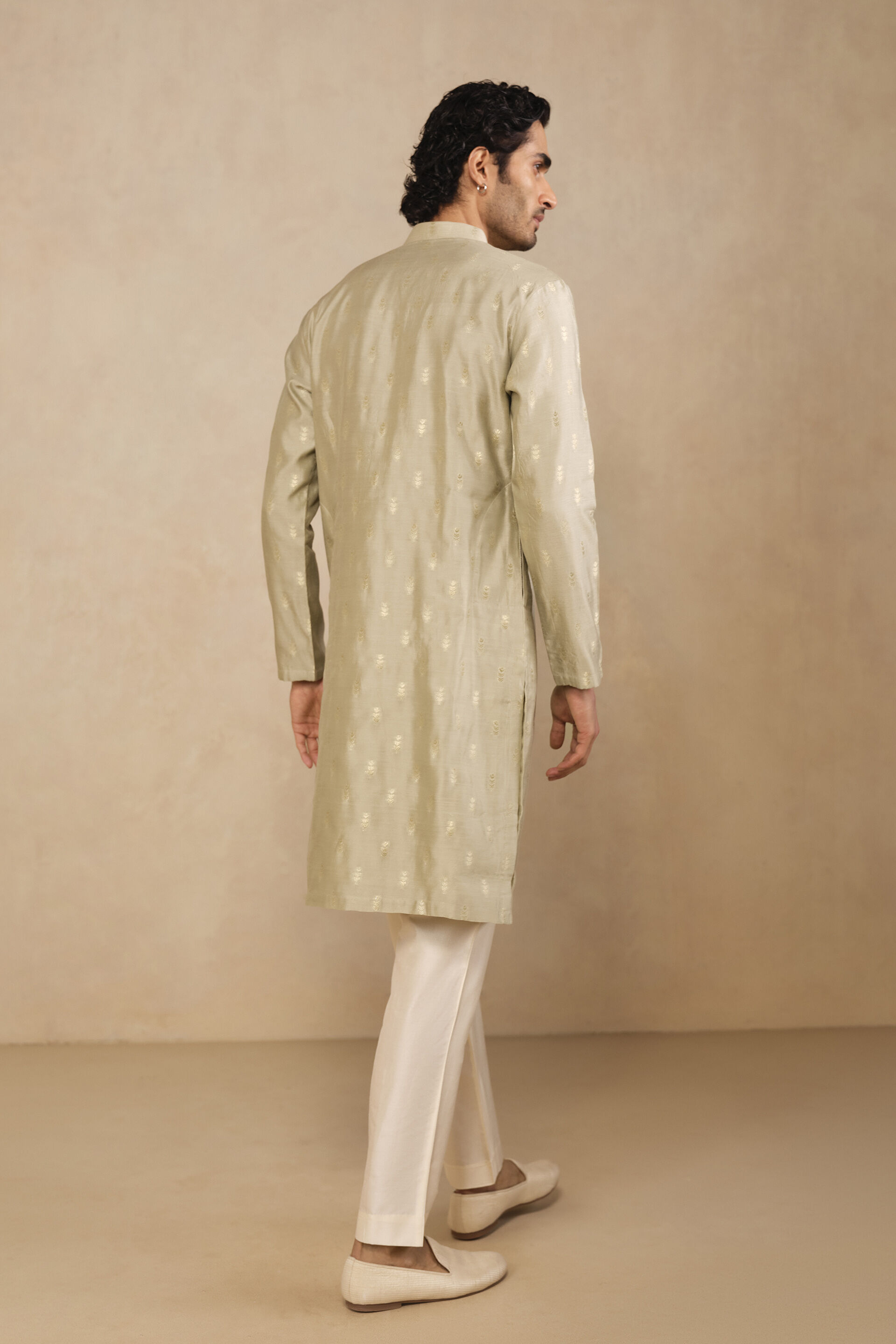 Aryam Woven Benarasi Kurta - Sage