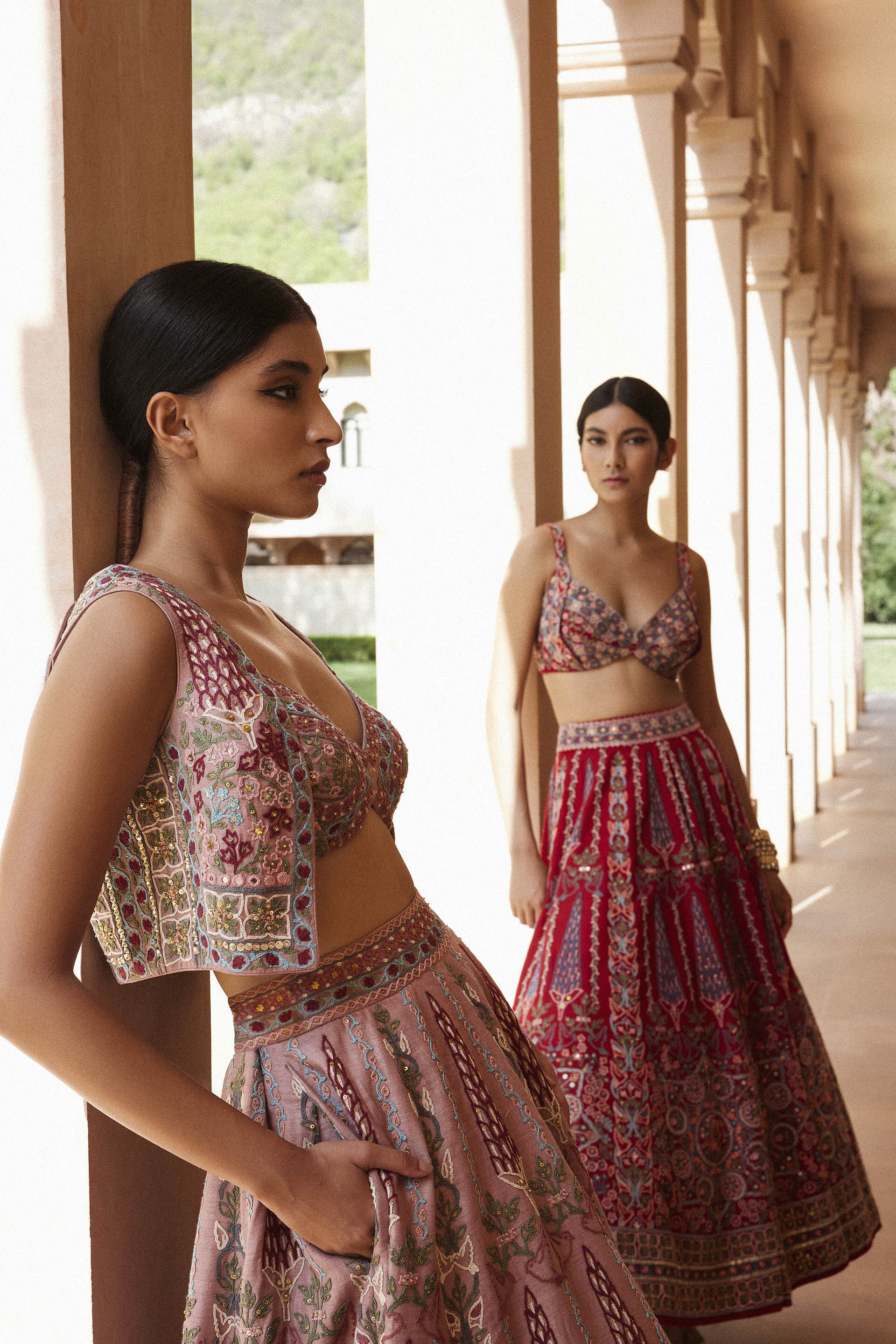 Embroidered silk skirt shop