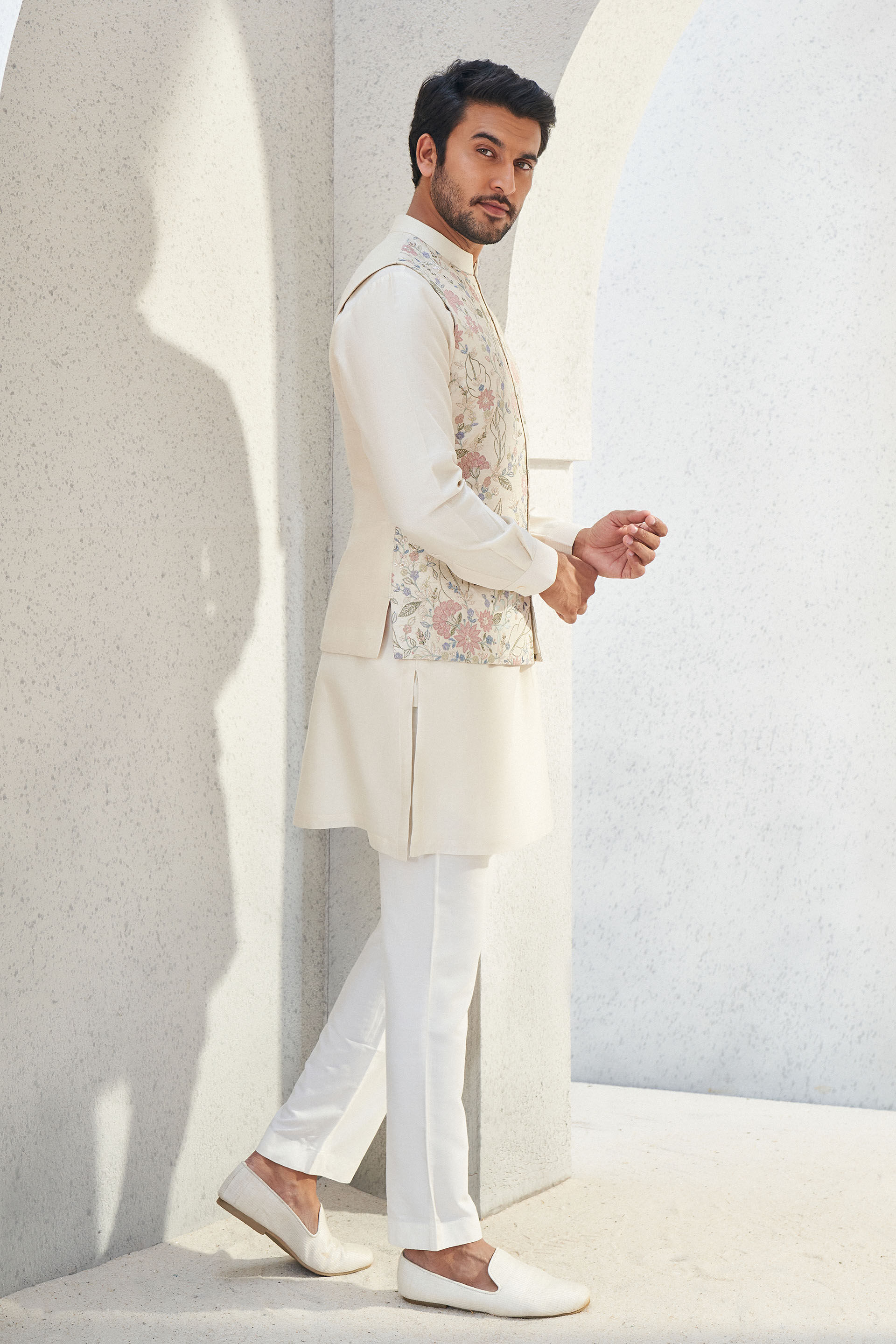 Nivan Nehru Jacket - Ivory, Ivory, image 2