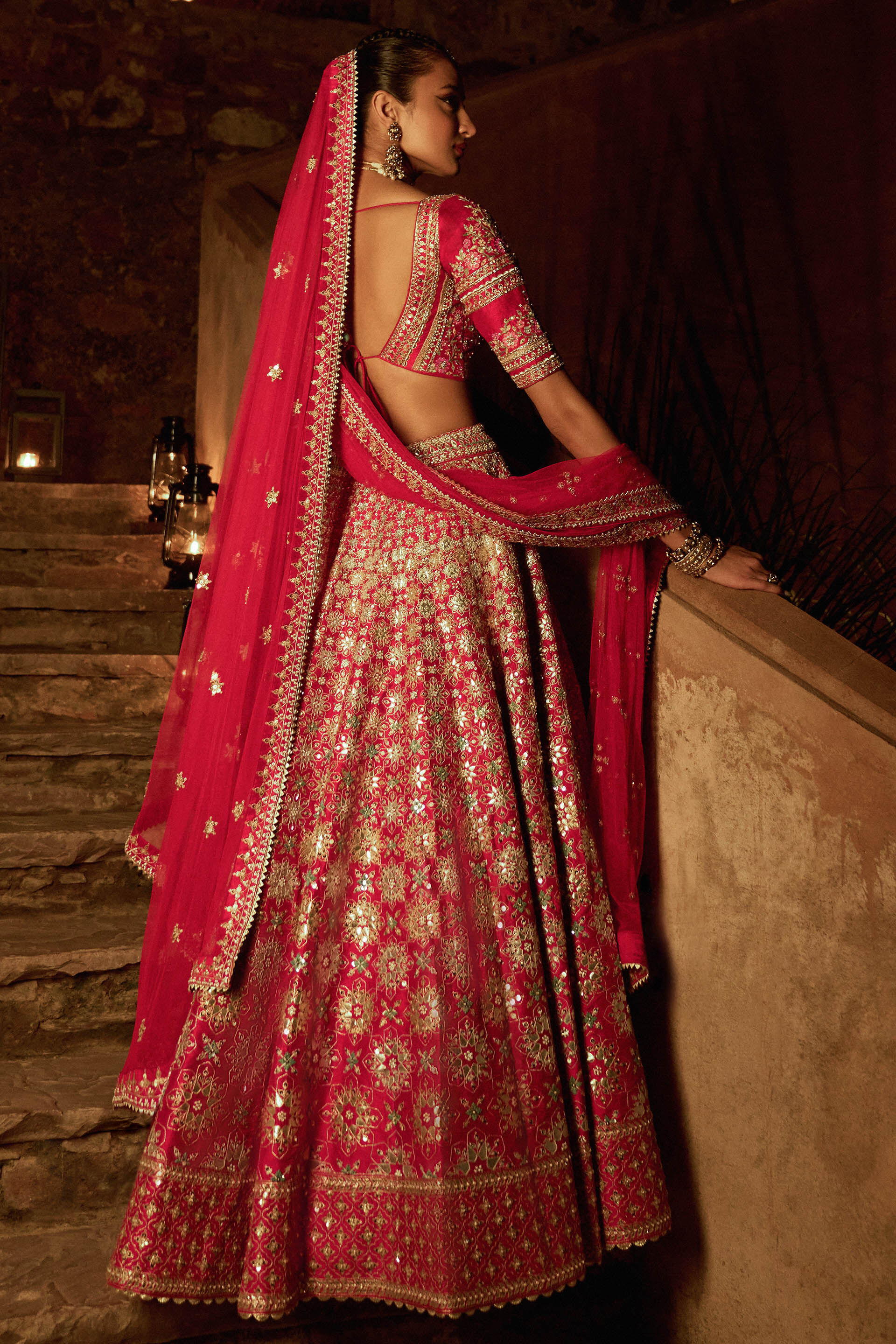 Omera Lehenga-Red