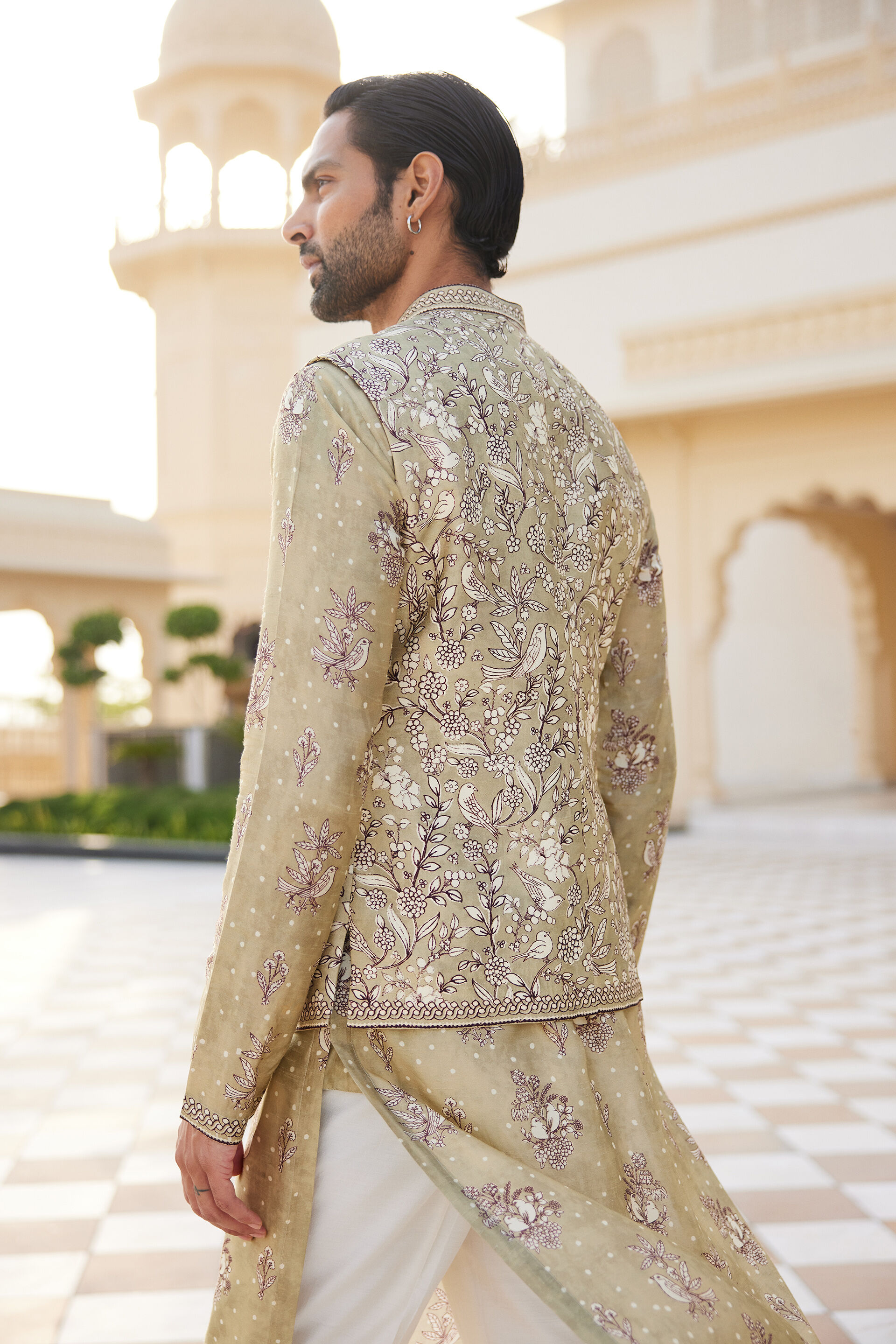 Simal Silk Nehru Jacket - Sage, Sage, image 2