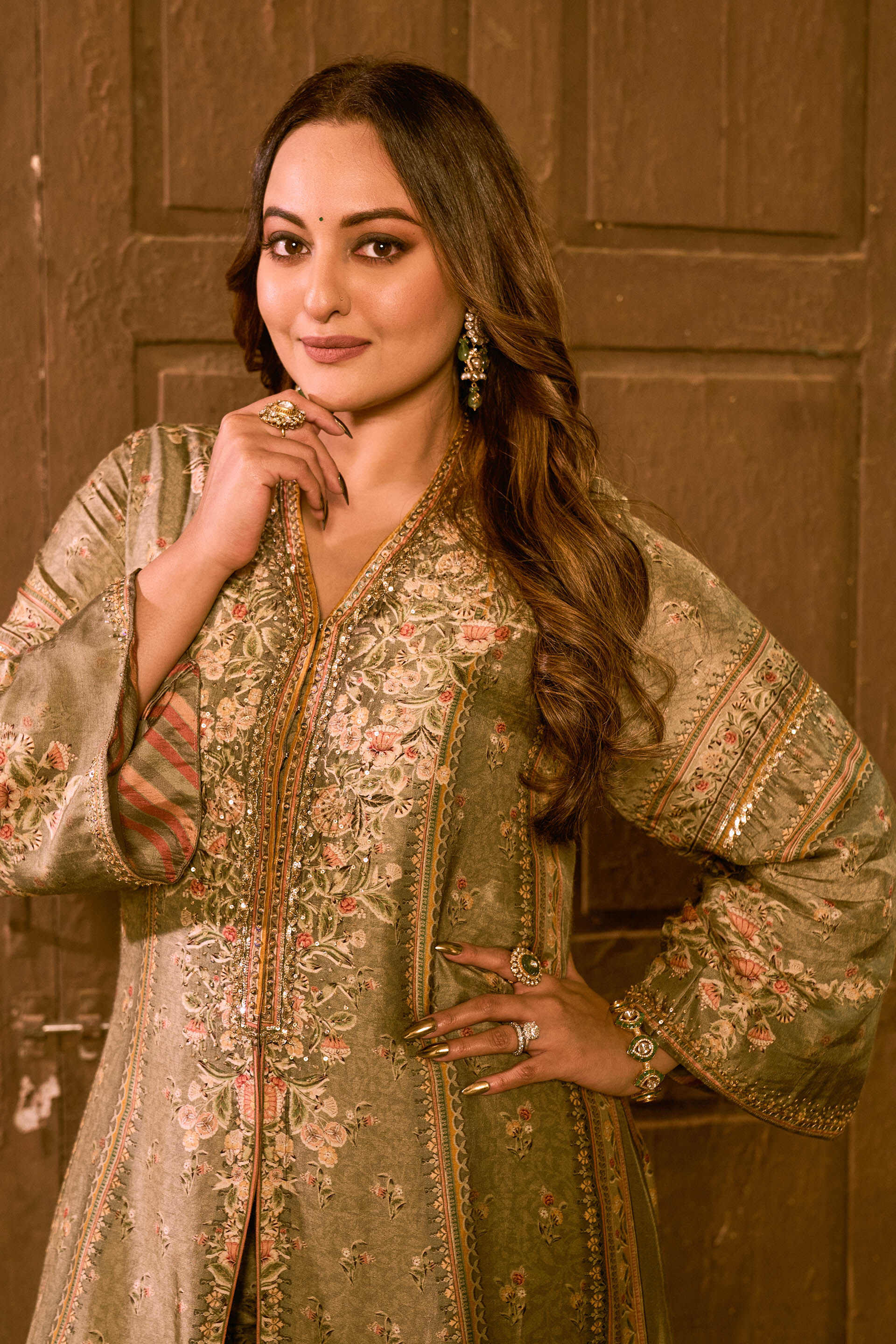 Laraline Printed Silk Jacket Set - Grey, , image 8