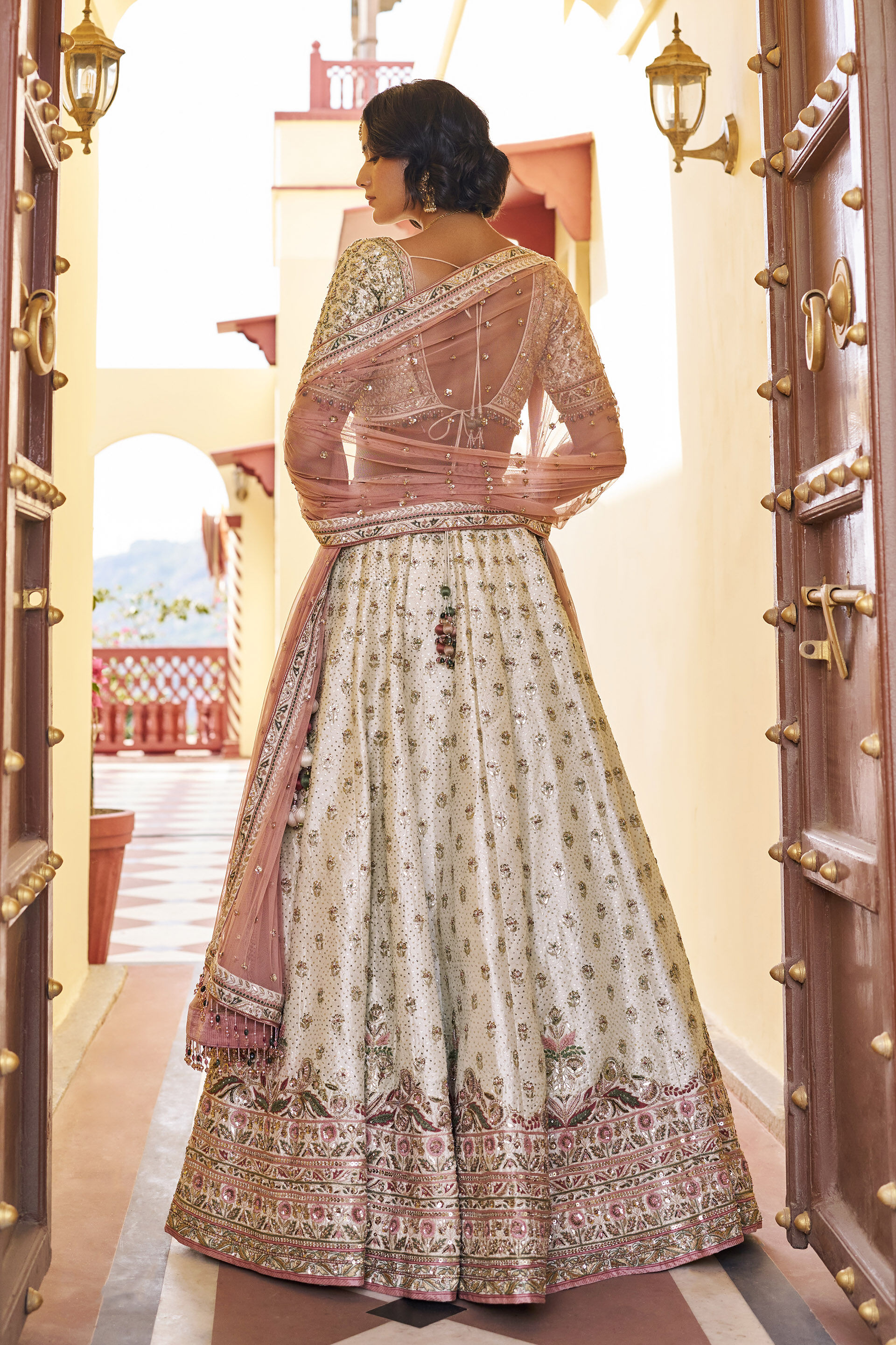 Infinity Gota Patti Silk Lehenga Set - ​Ivory, Ivory, image 2