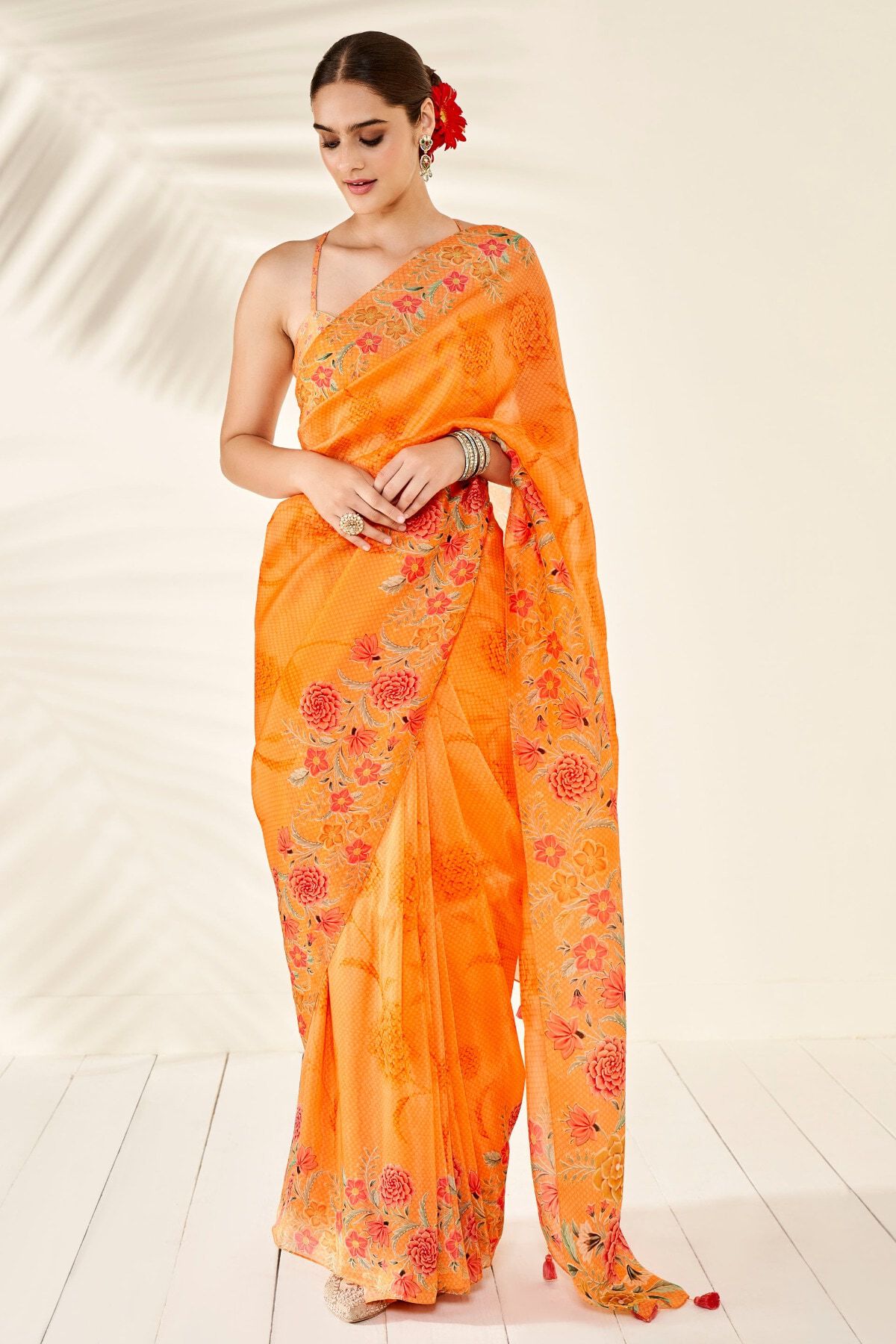 Anya Saree - Orange, Orange, image 1