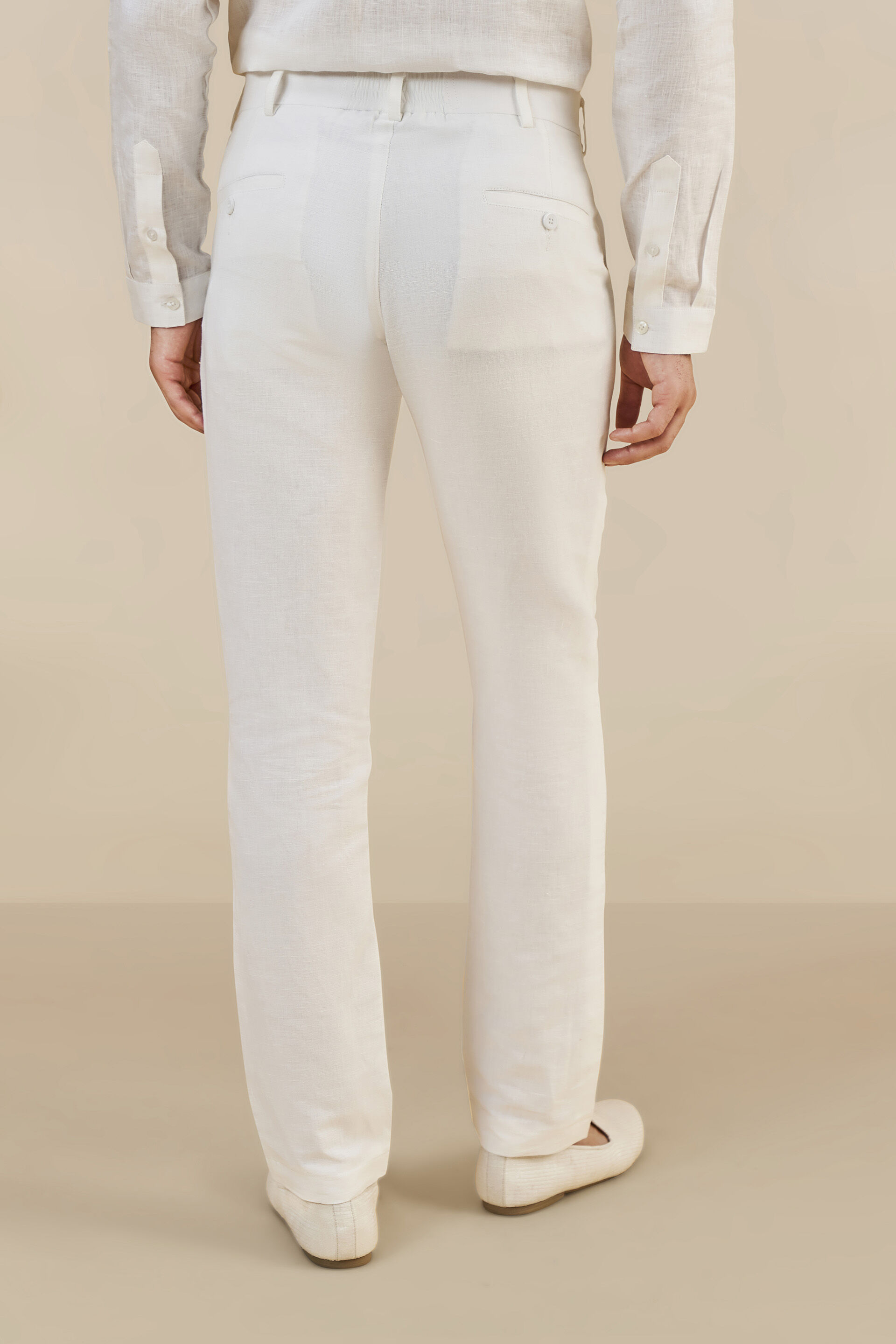 White Linen Trousers, White, image 3