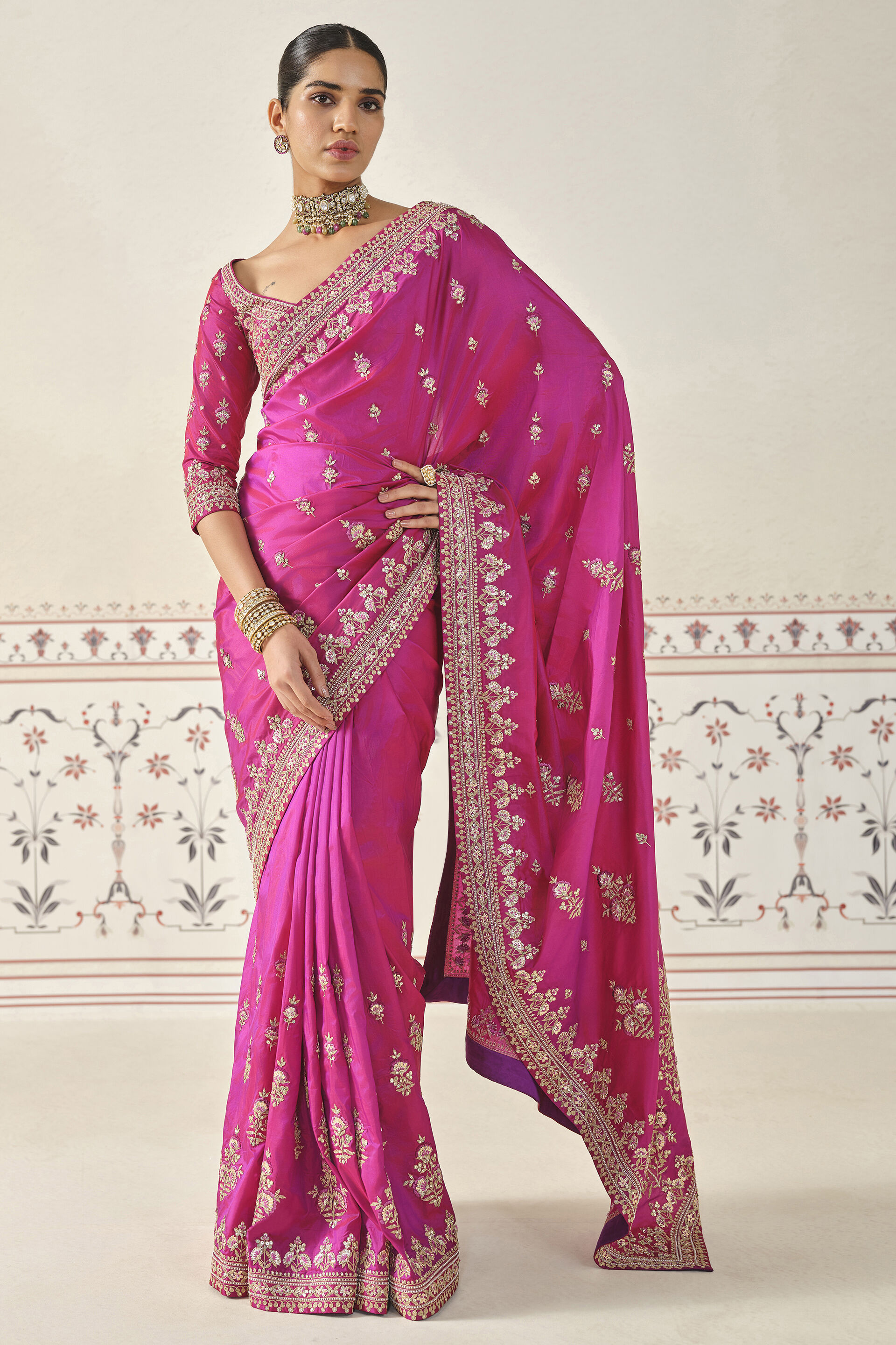 Debasmita Embroidered Saree - Pink