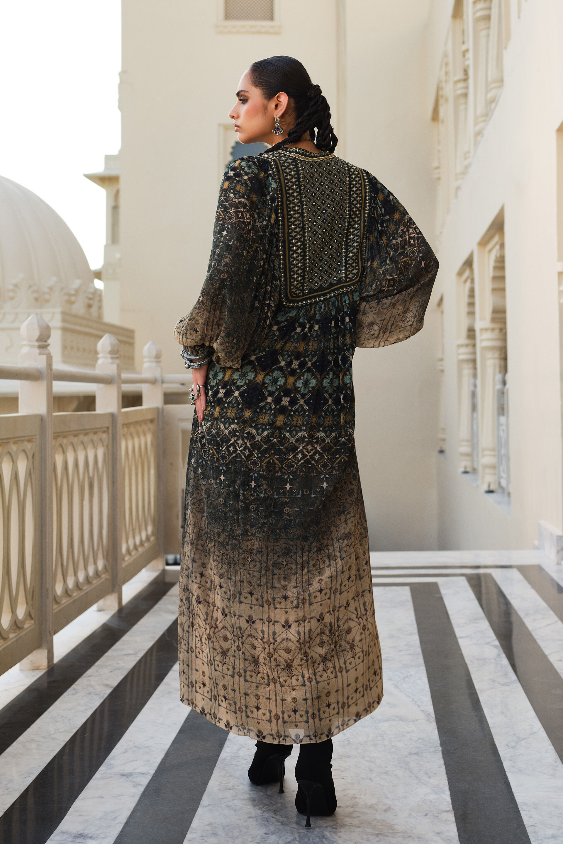Lore Green Sequinned Kaftan