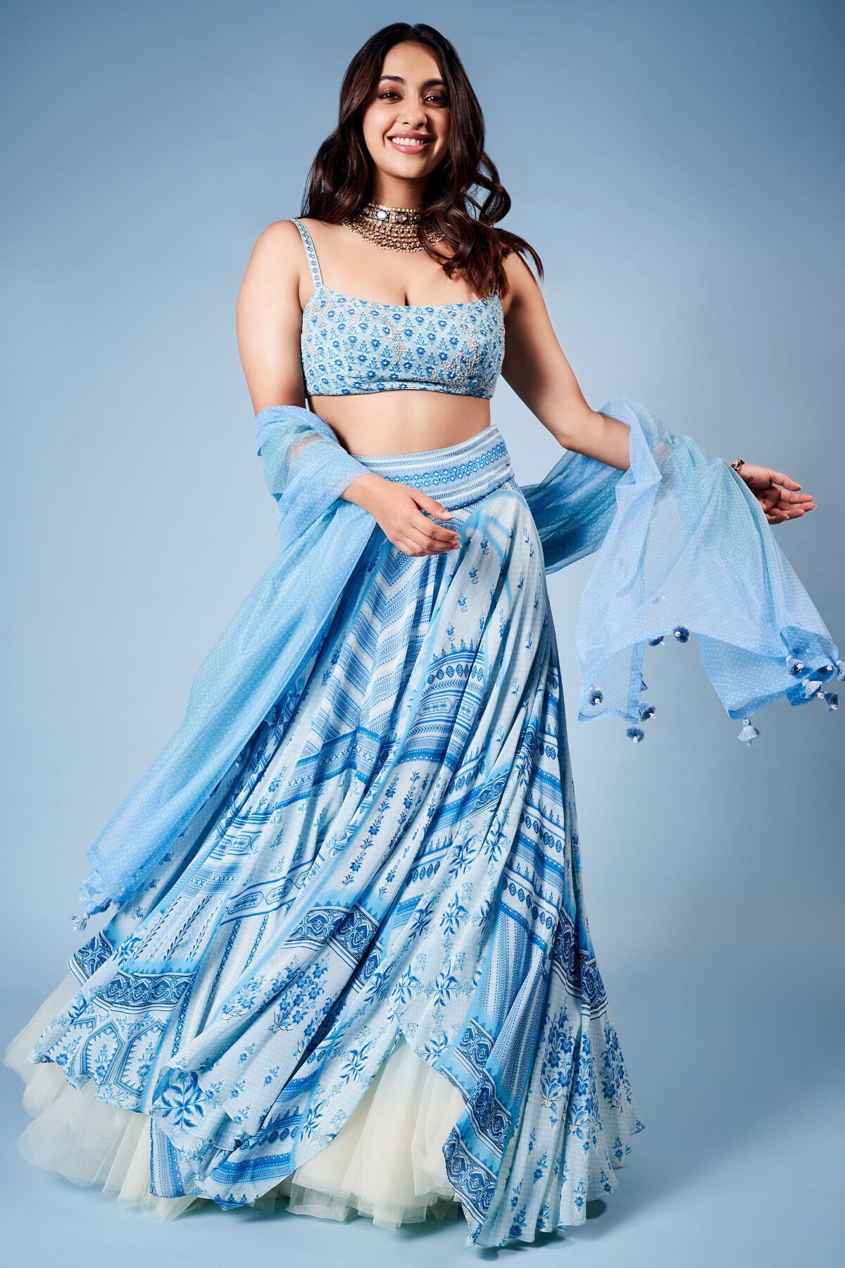 Anita dongre blue lehenga sales