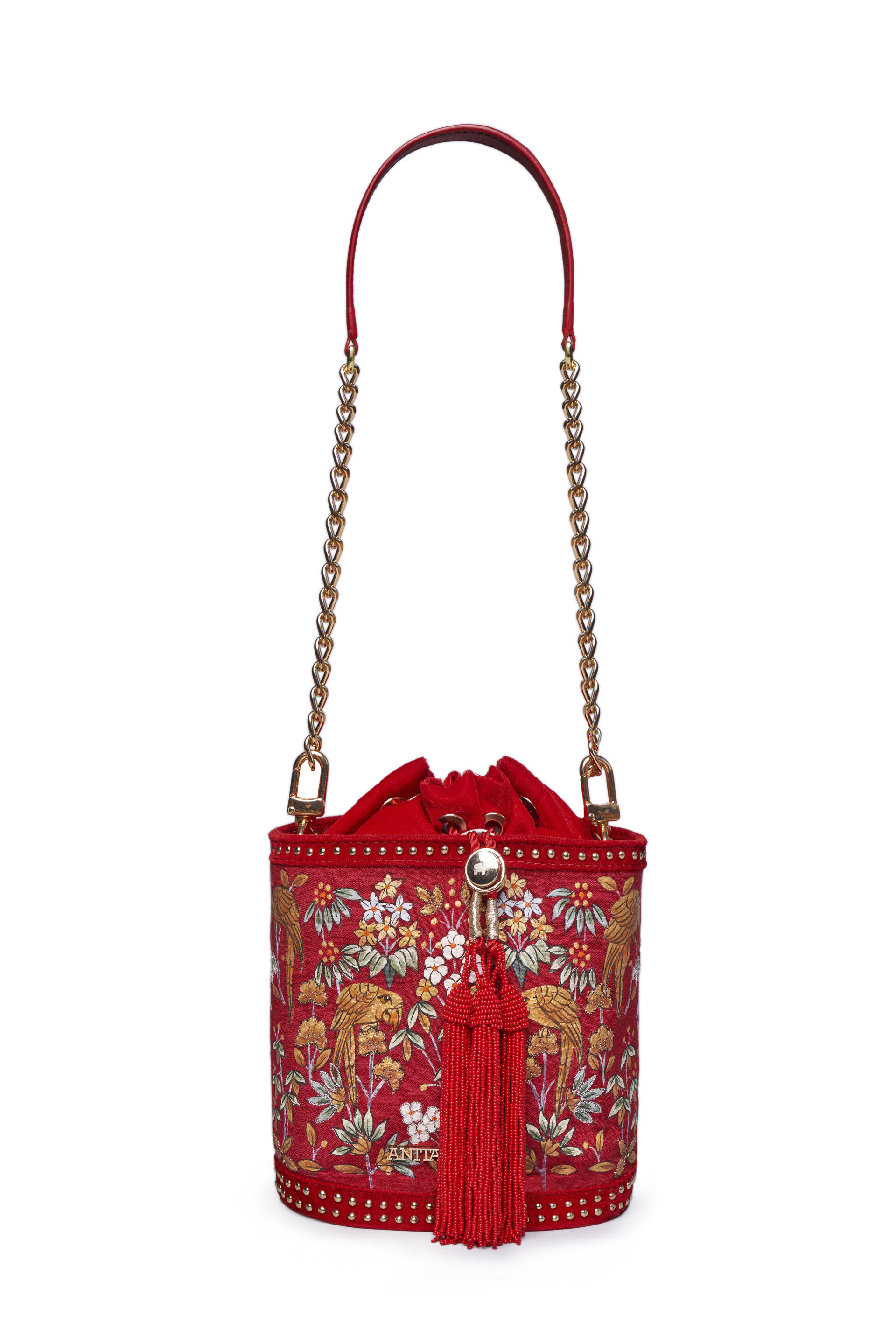 Pichhwai Bucket Bag - Scarlet Red, Red, image 9
