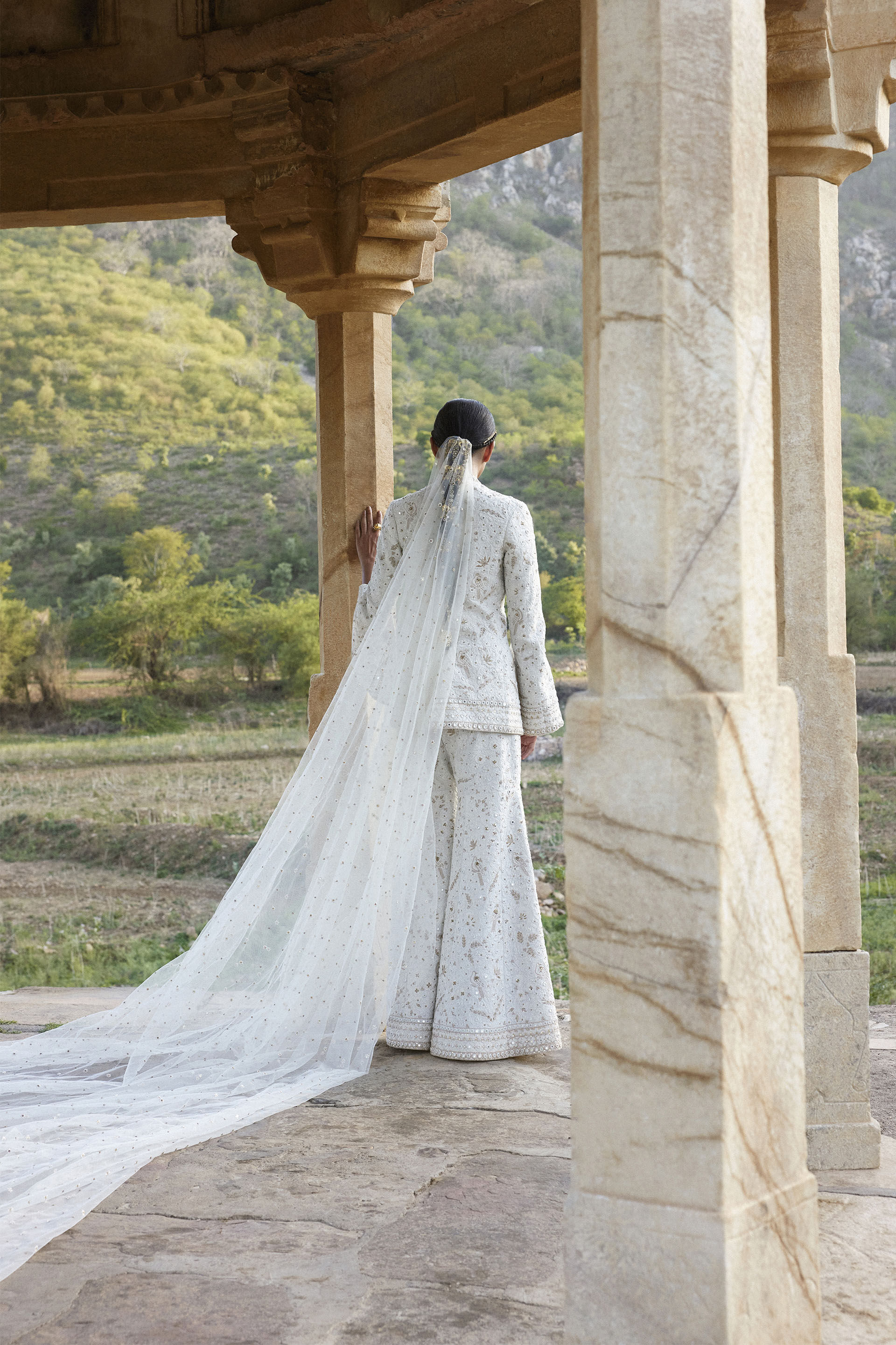 Sikara Mirror & Zardozi Silk Gharara Set - Ivory