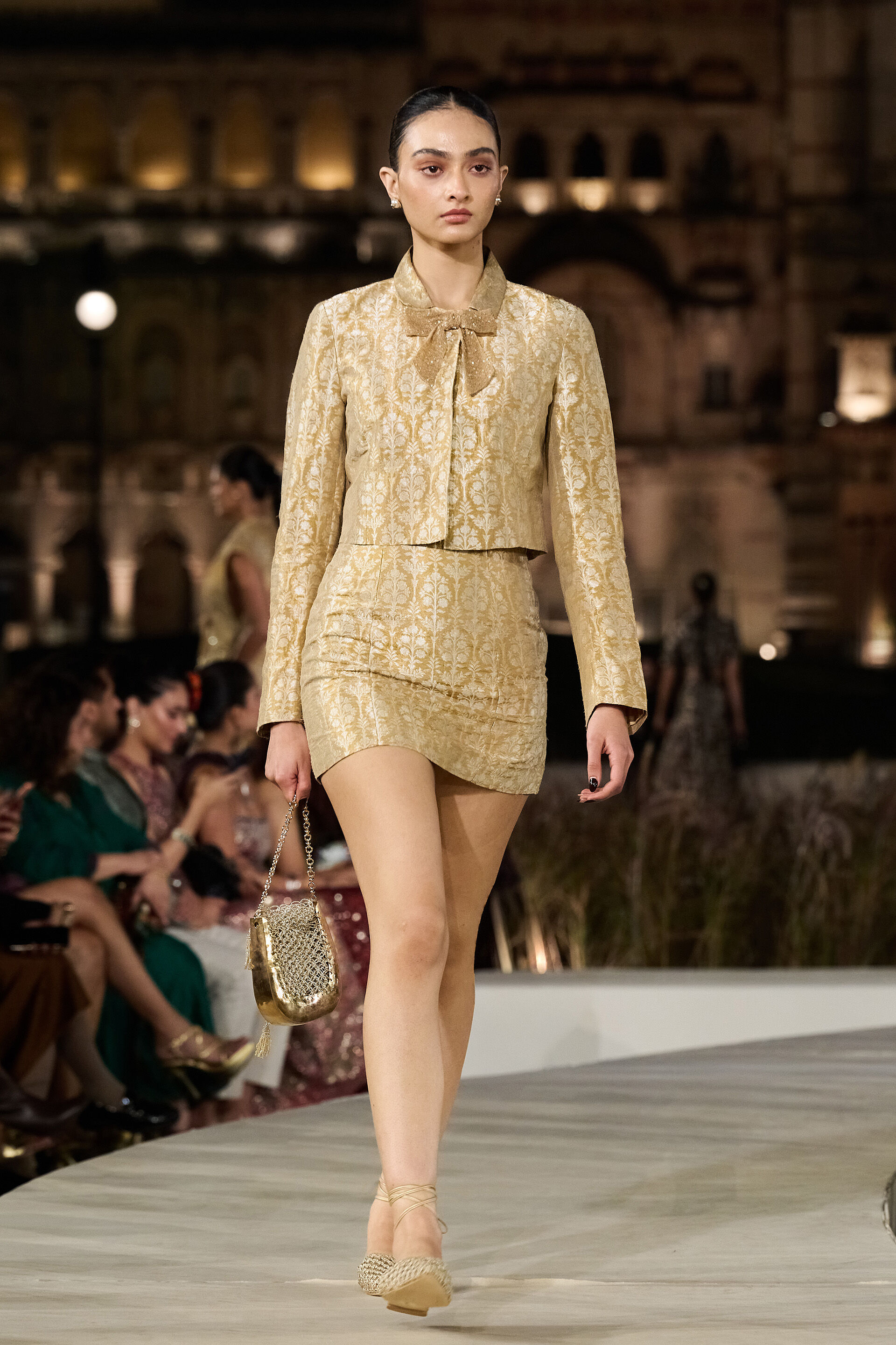 Florise Handwoven Benarasi Silk Skirt Set - Gold