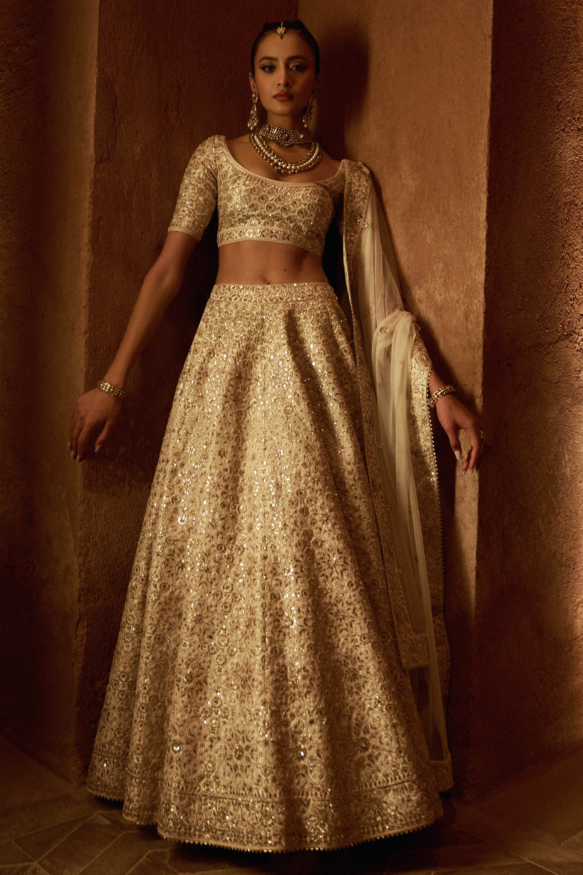 Apsara Lehenga Set-Ivory, , image 1