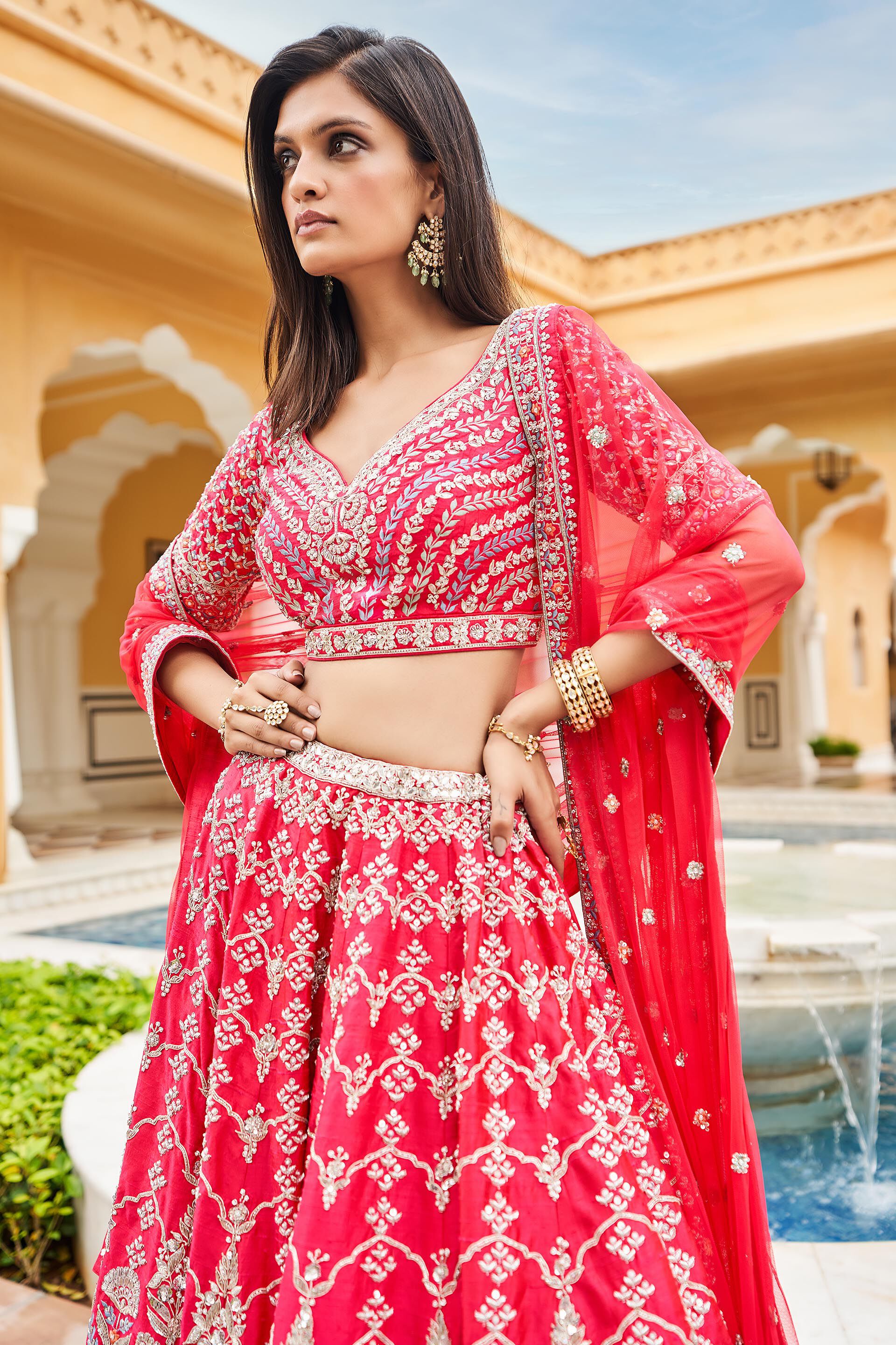 Mythili Lehenga Set-Berry Sorbet, Berry Sorbet, image 4