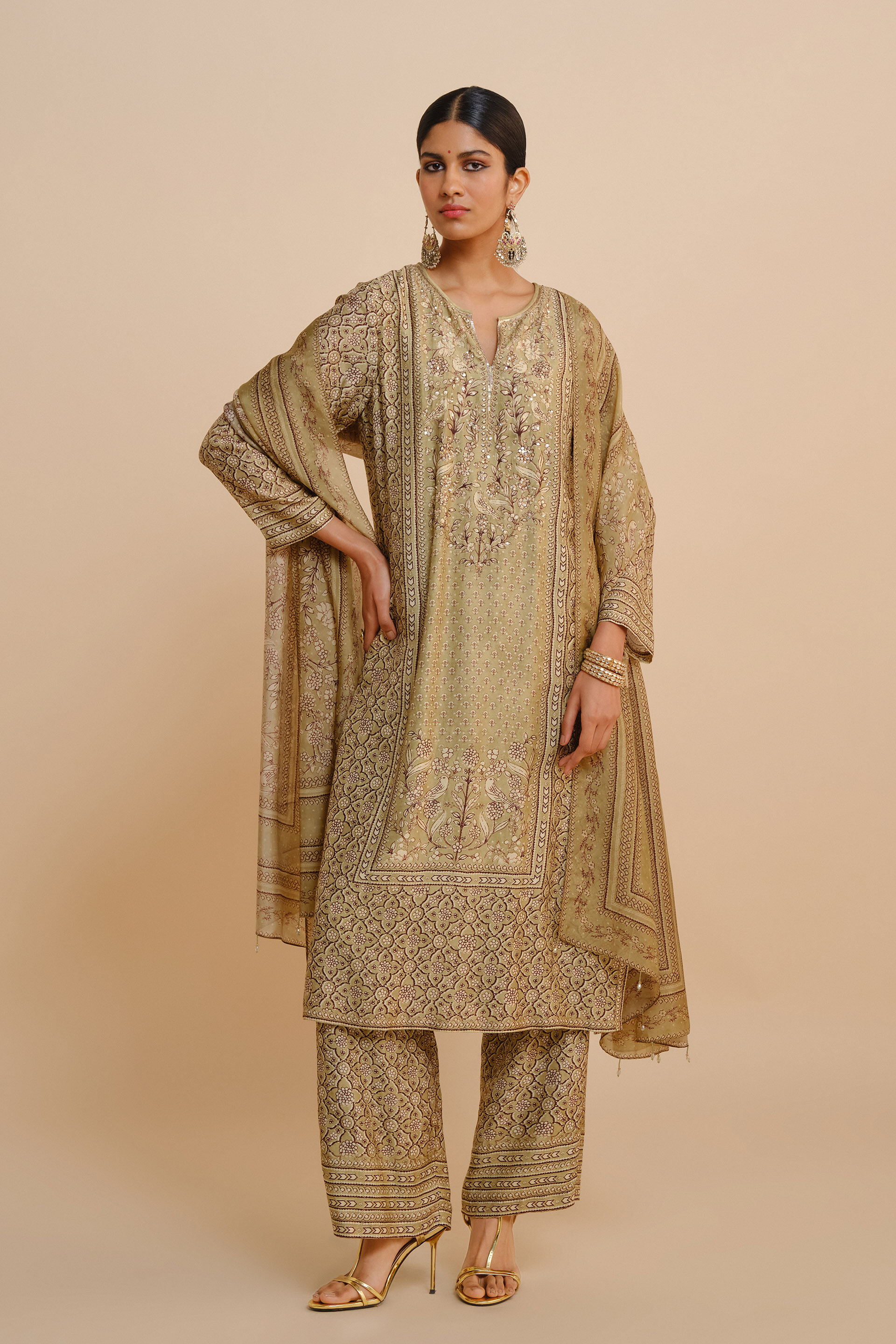 Rimaza Silk Suit Set - Sage, Sage, image 1