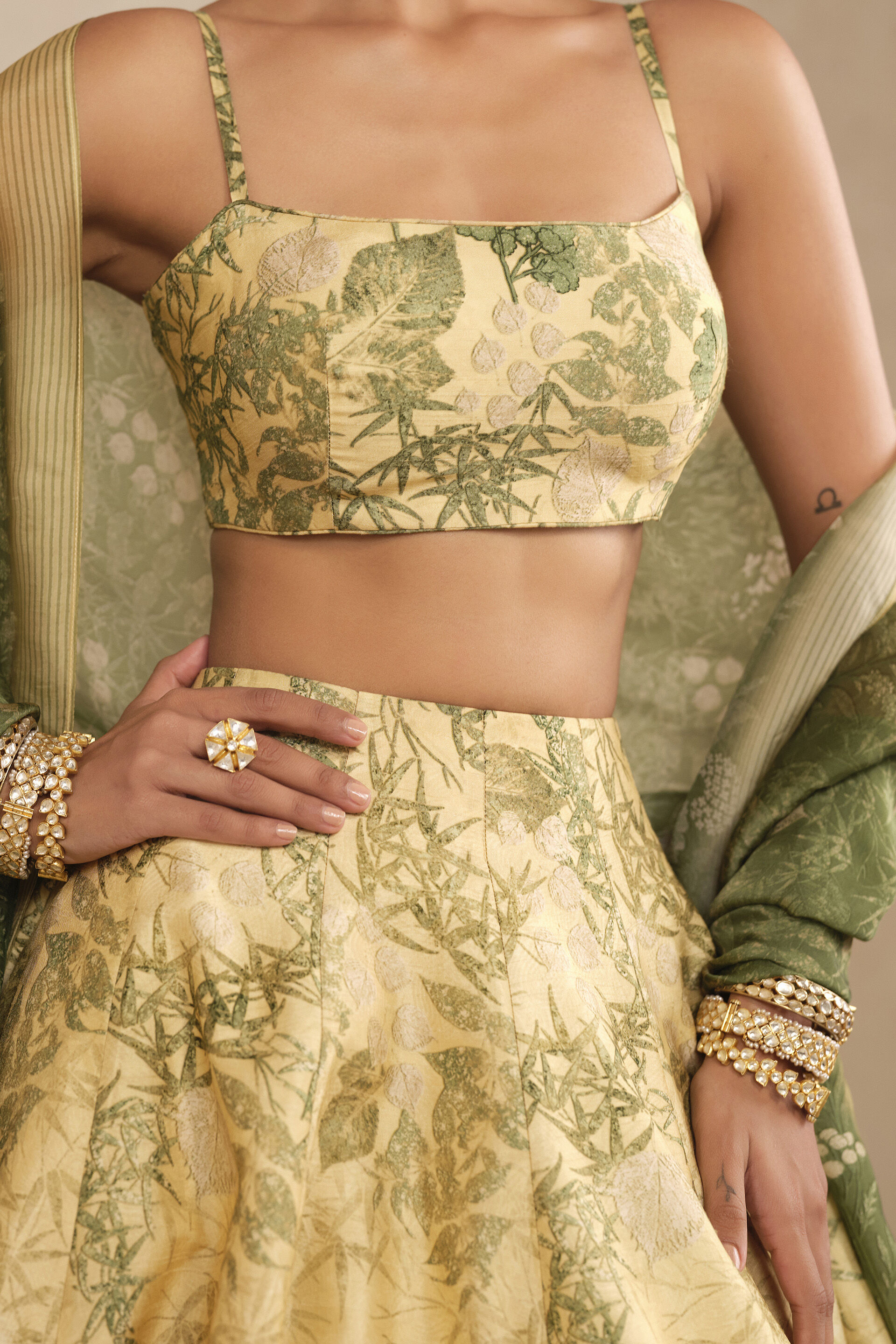 Suha Lehenga Set - Yellow, Yellow, image 5