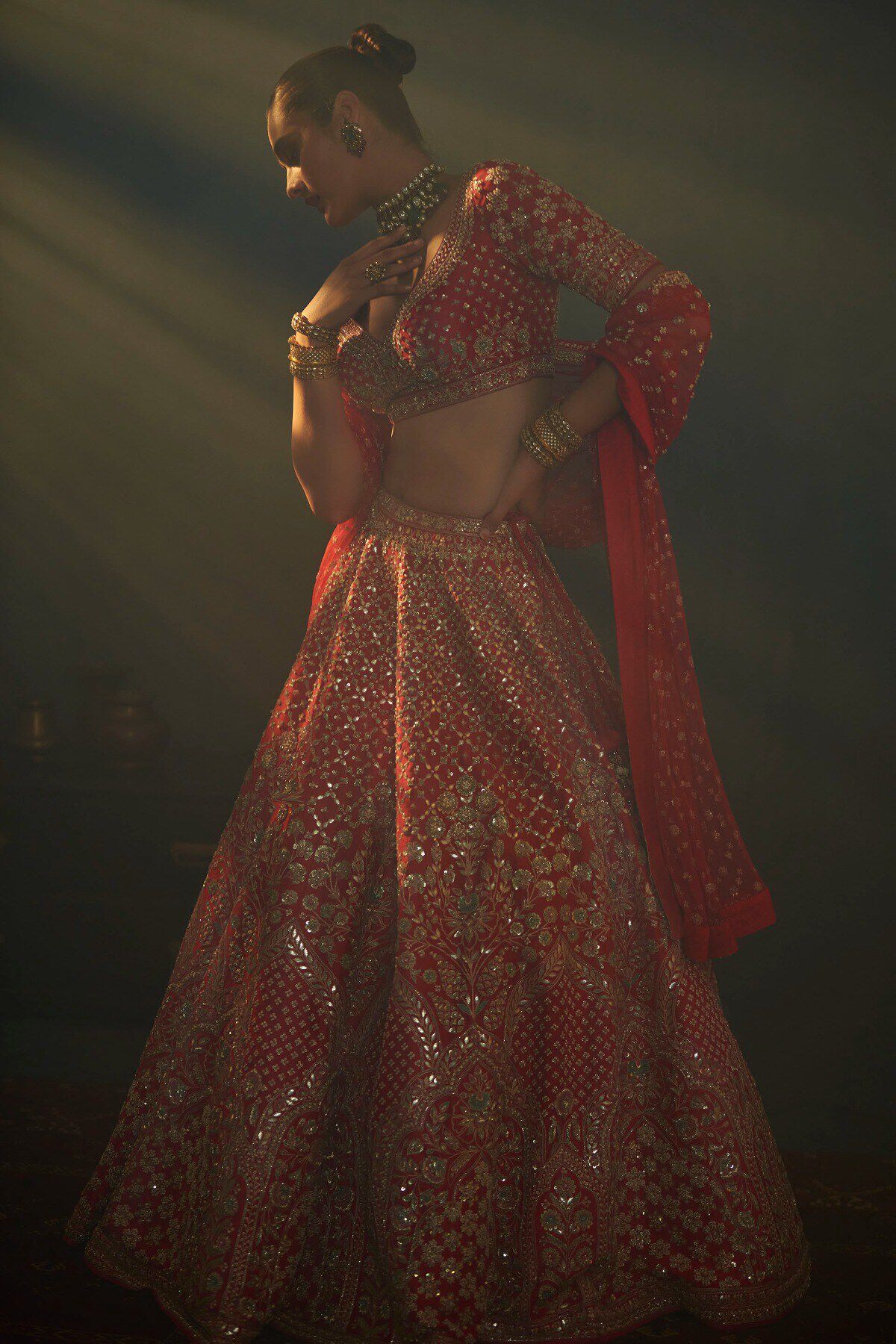 2 - Ela Lehenga Set -  Red, image 2