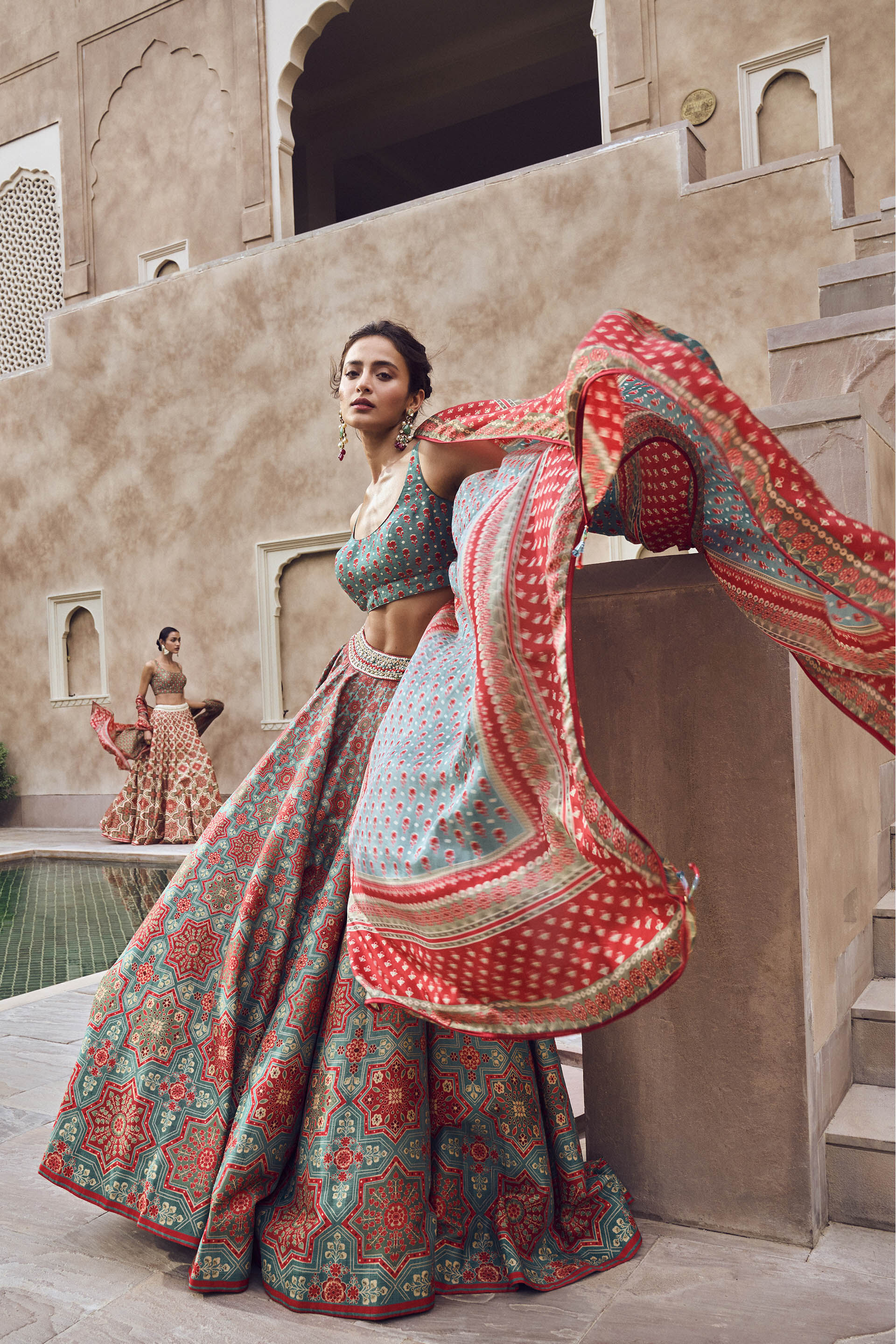 Buy Red Navy Blue Color Banarasi Silk Designer Lehenga online at Women's  Apparel Store