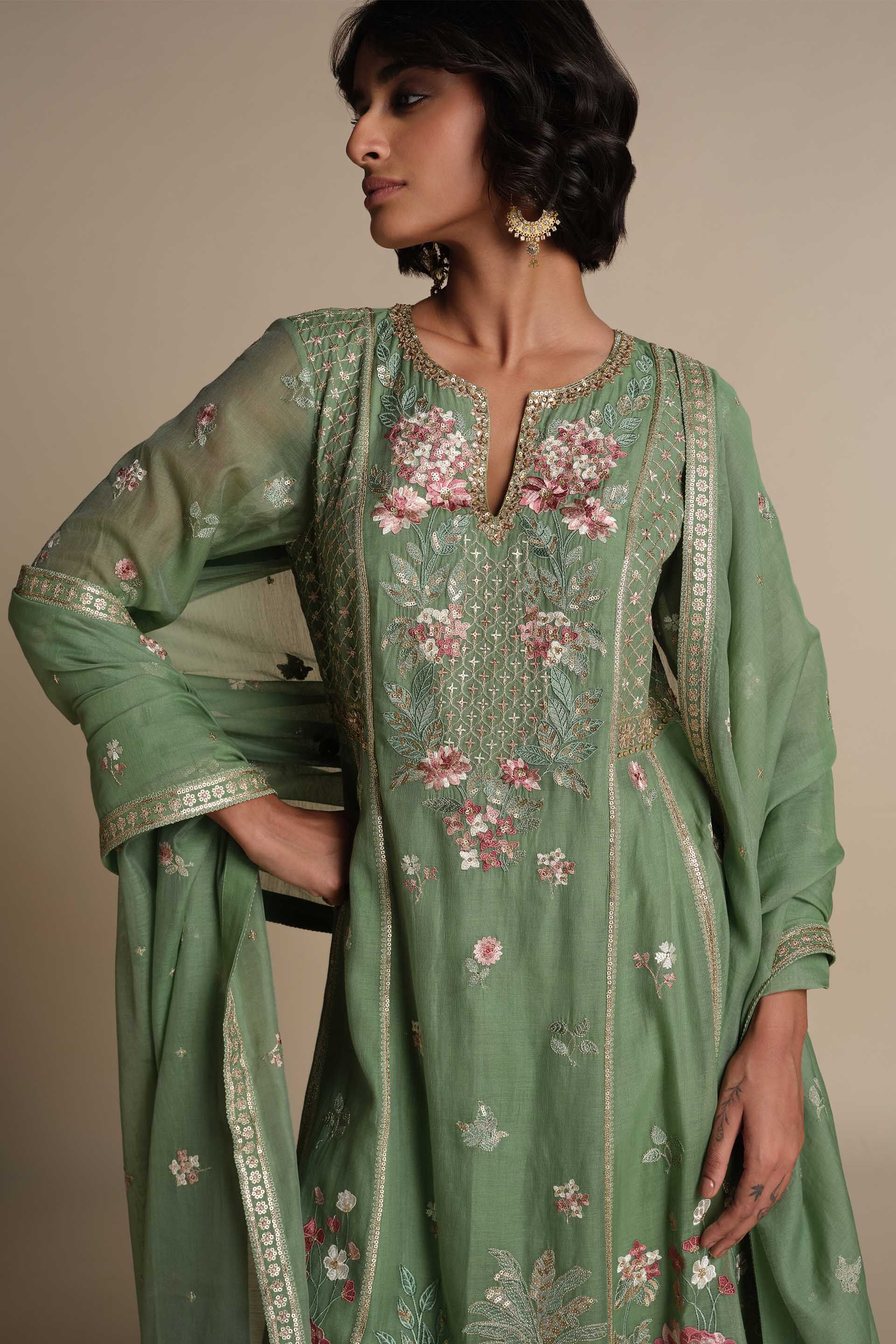 Avayah Embroidered Mul Suit Set - Sage, Sage, image 4