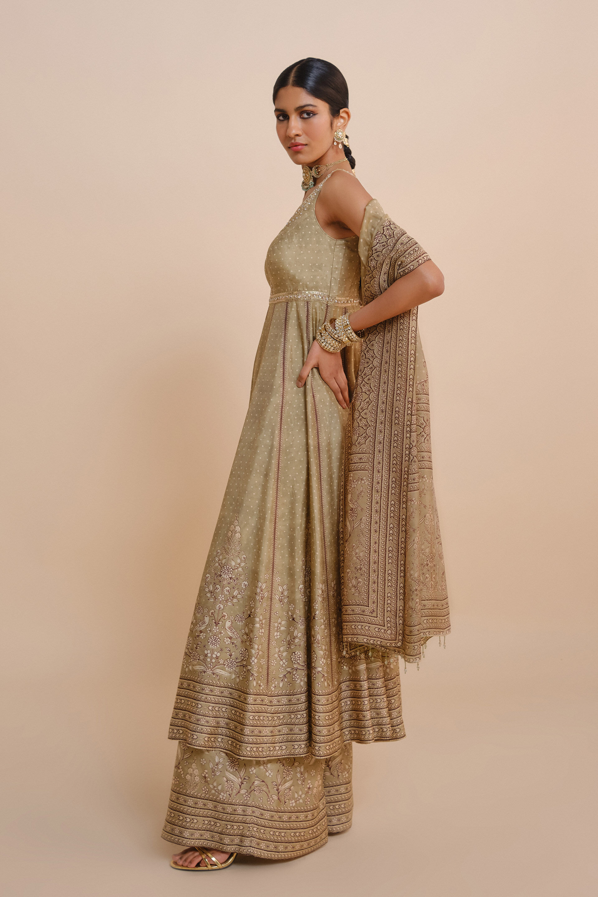 Rimaza Anarkali Silk Set - Sage, Sage, image 3