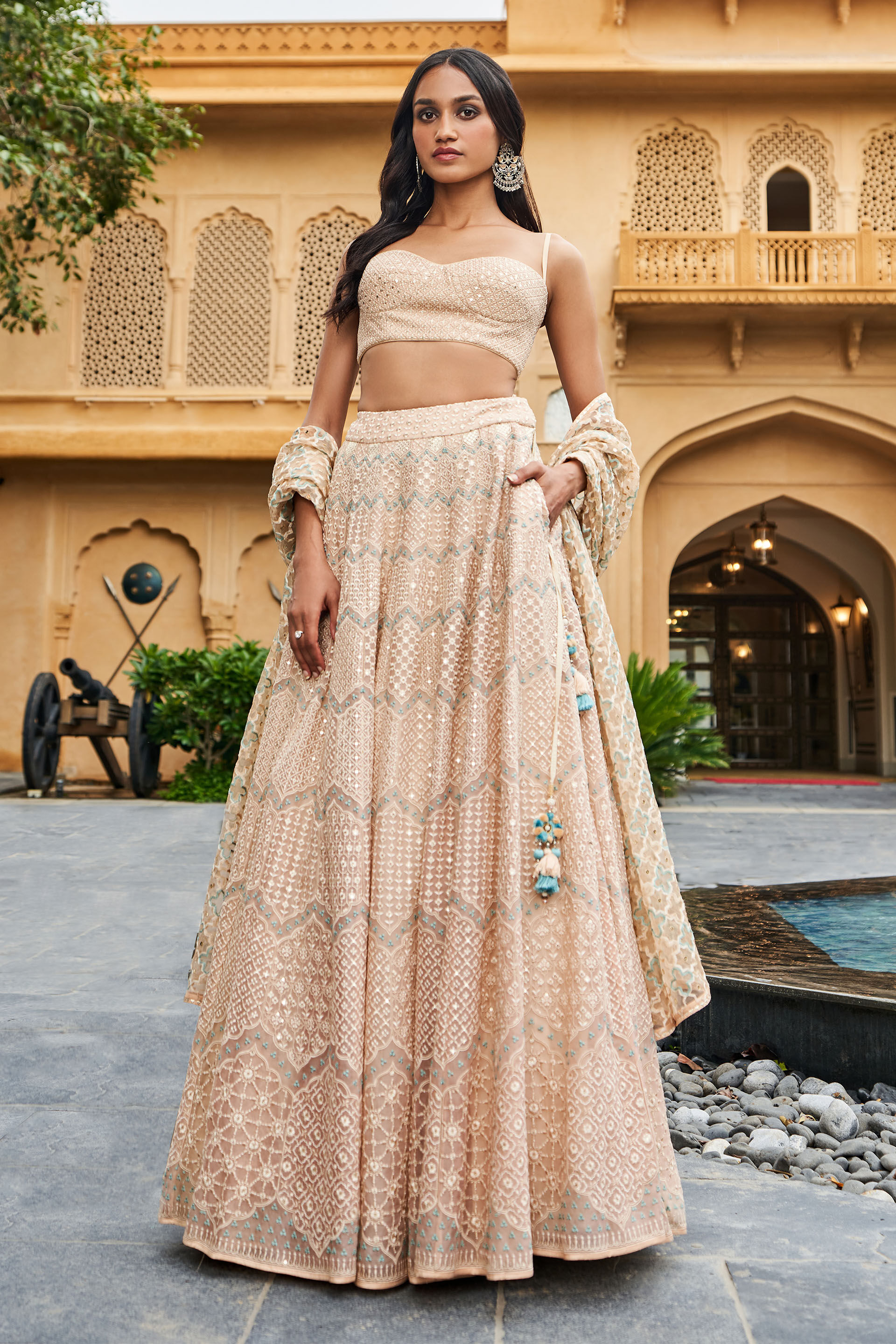 Beige lehenga skirt 2025
