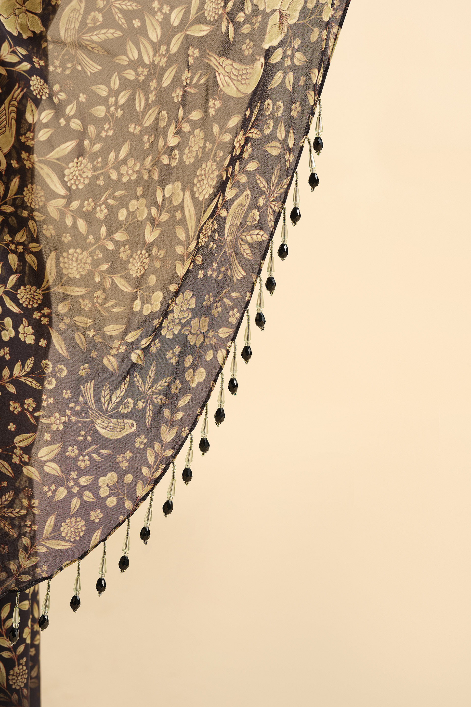 Gwylan Sequin Georgette Pre-stitched Saree - Black, Black, image 7