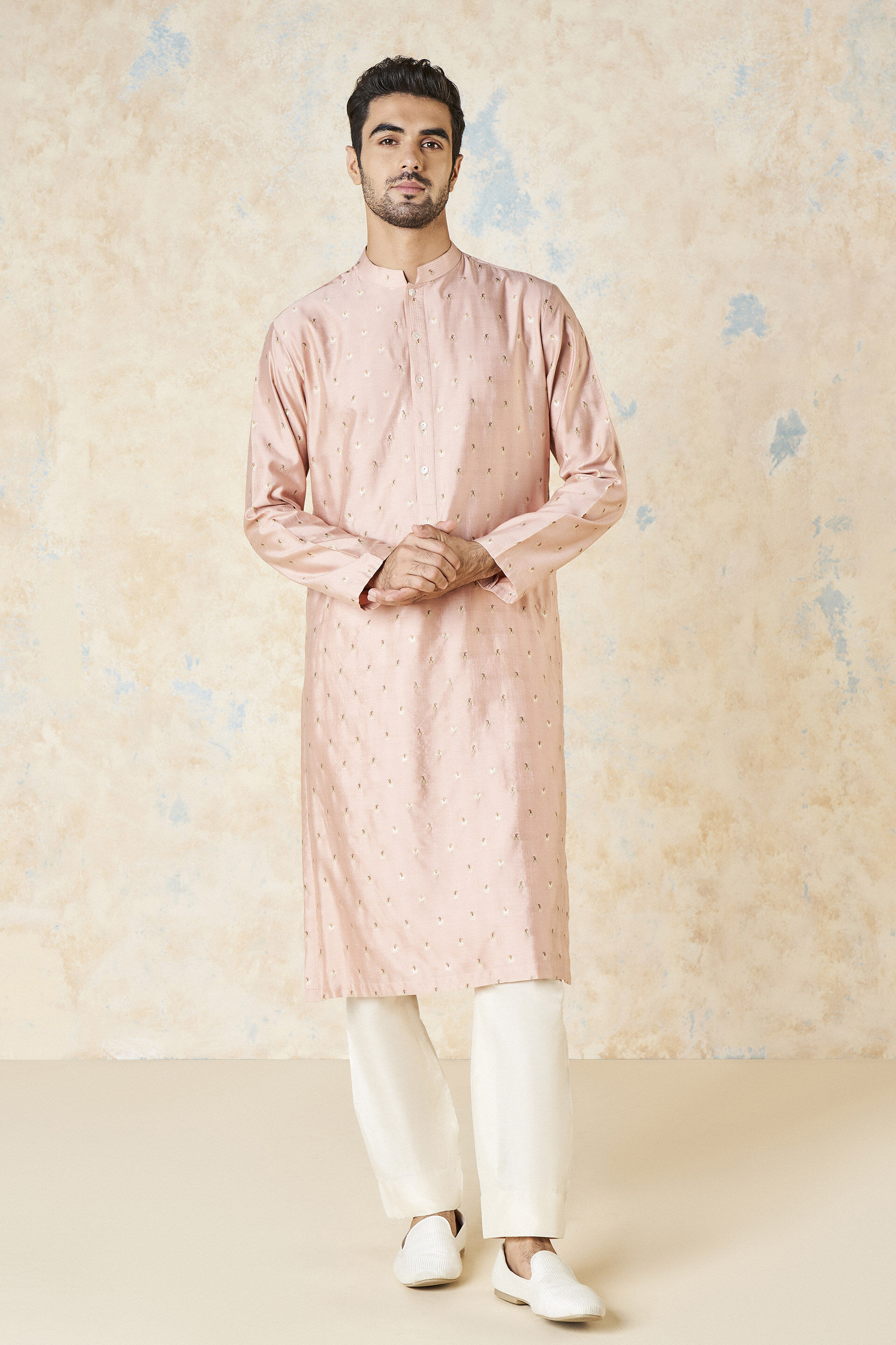Risay Silk Kurta - Pink
