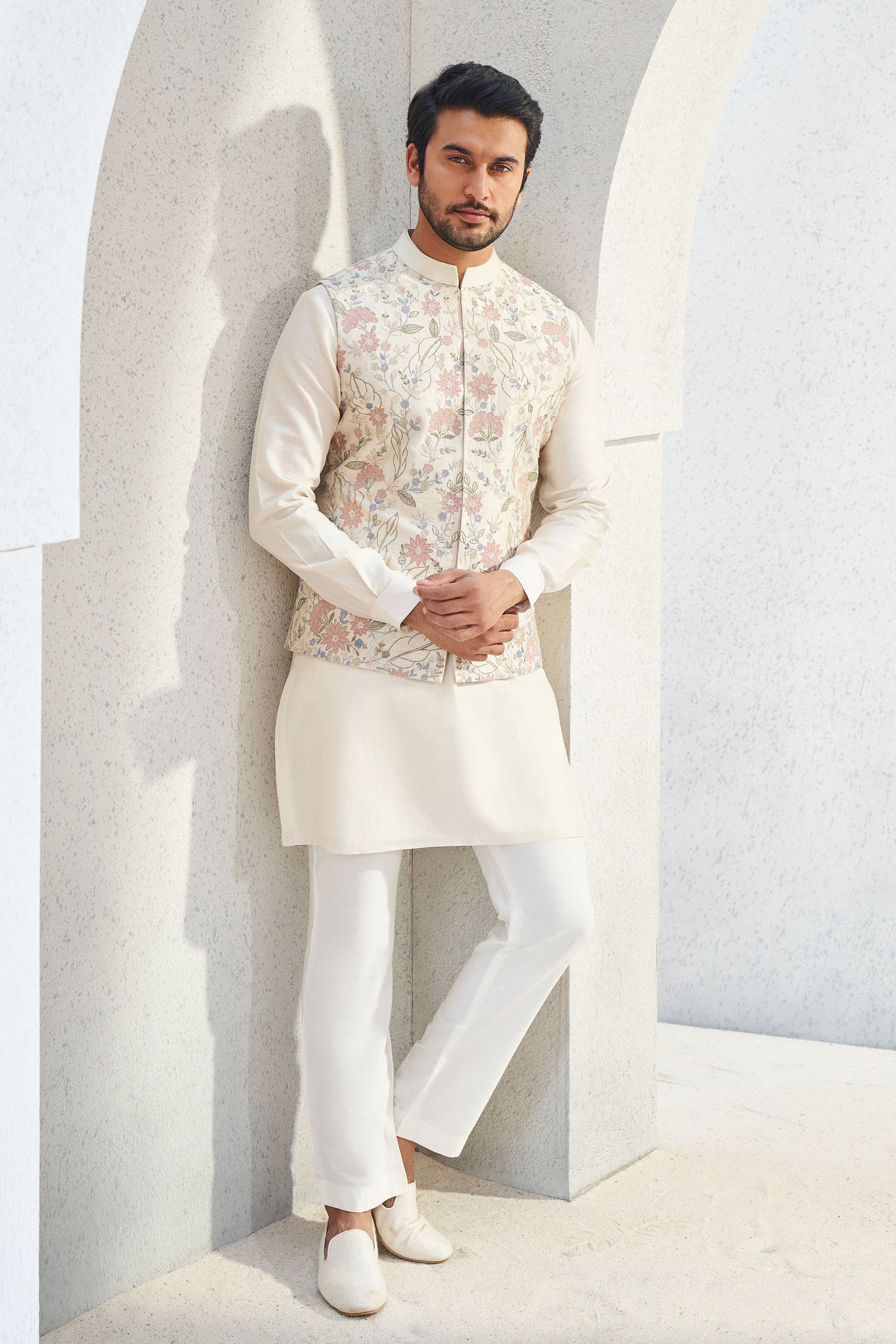 Nivan Nehru Jacket - Ivory, Ivory, image 1