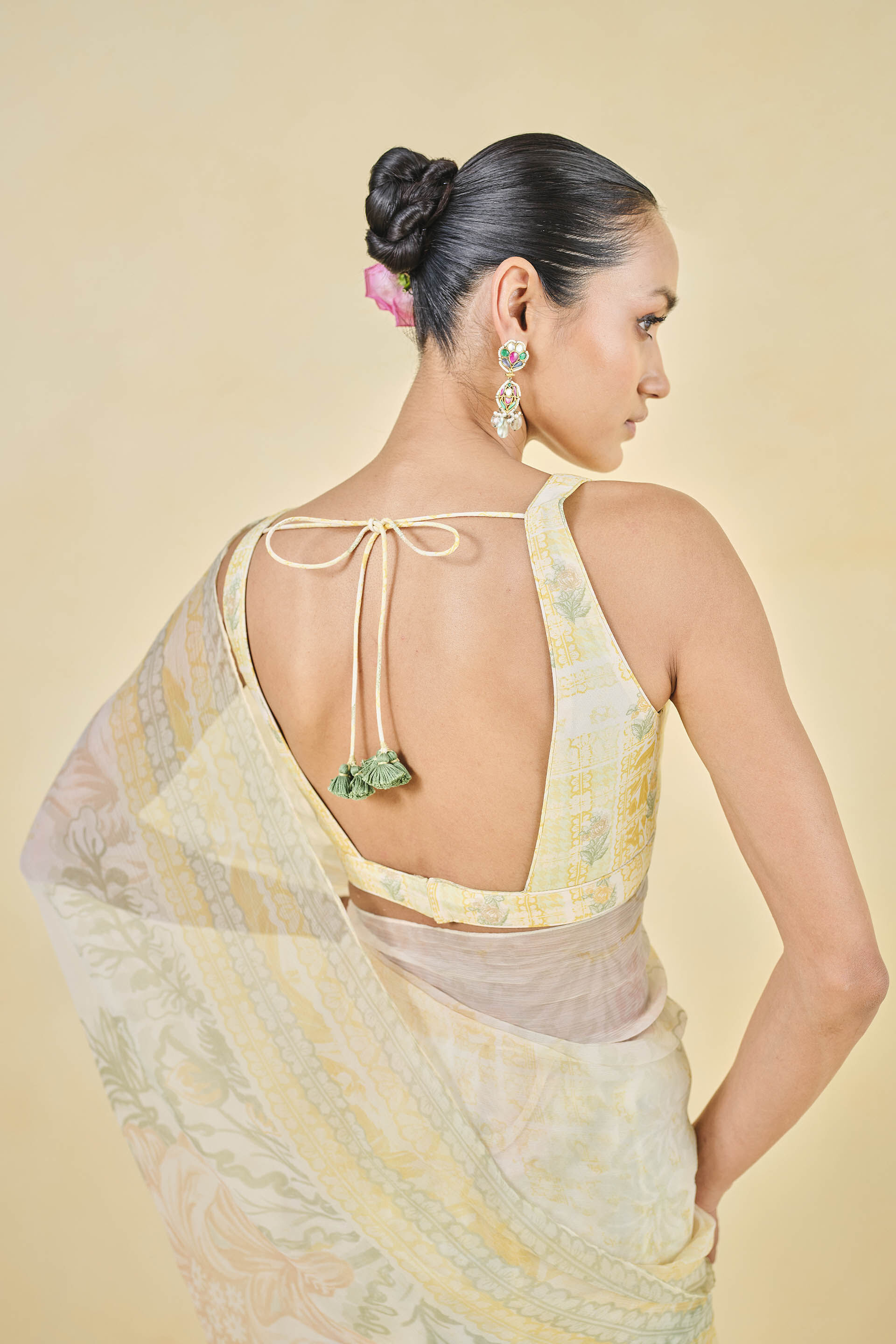 Cerrado Lyocell Saree, Yellow, image 5