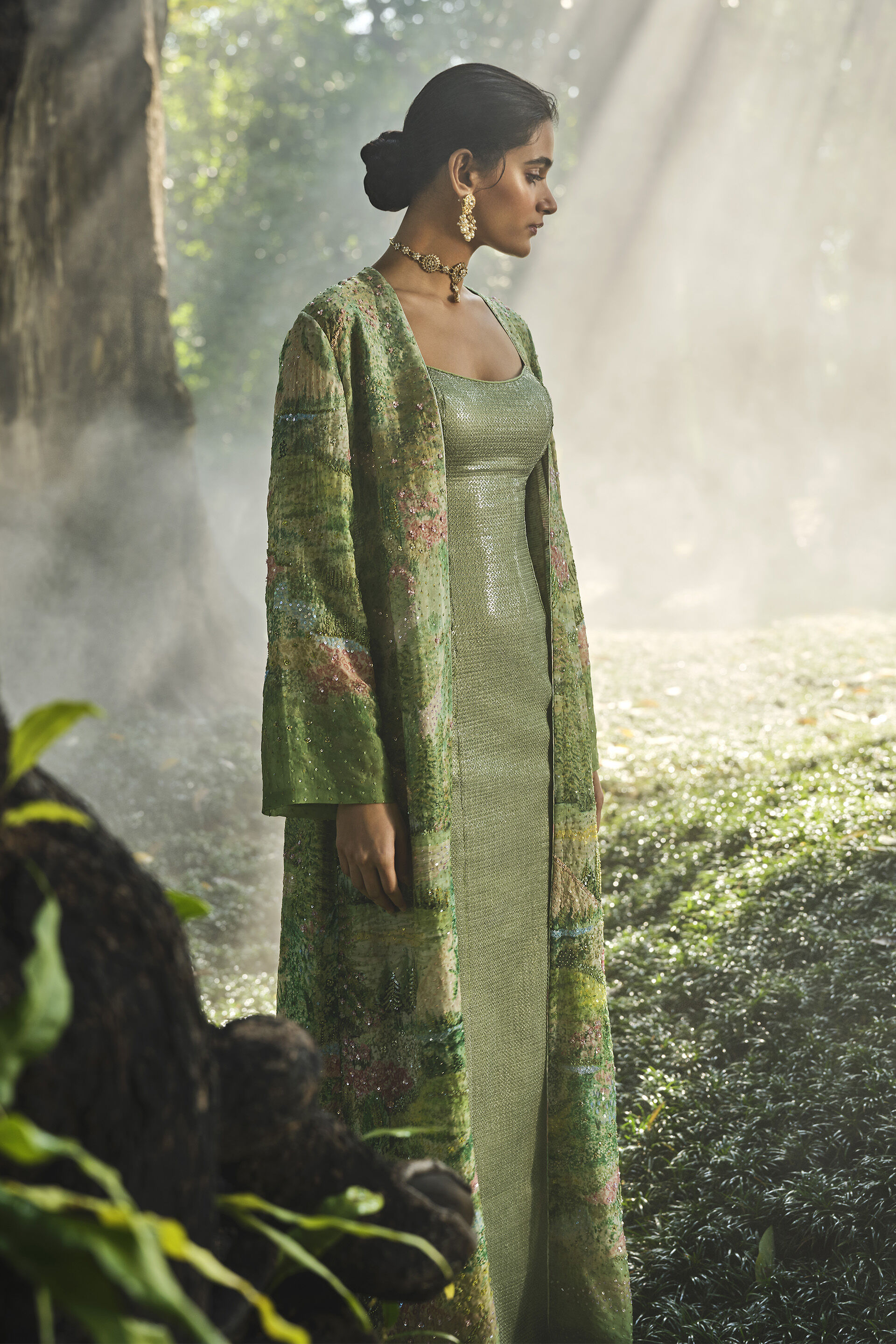 The Liveforest Embroidered Jacket Set - Sage, Sage, image 3