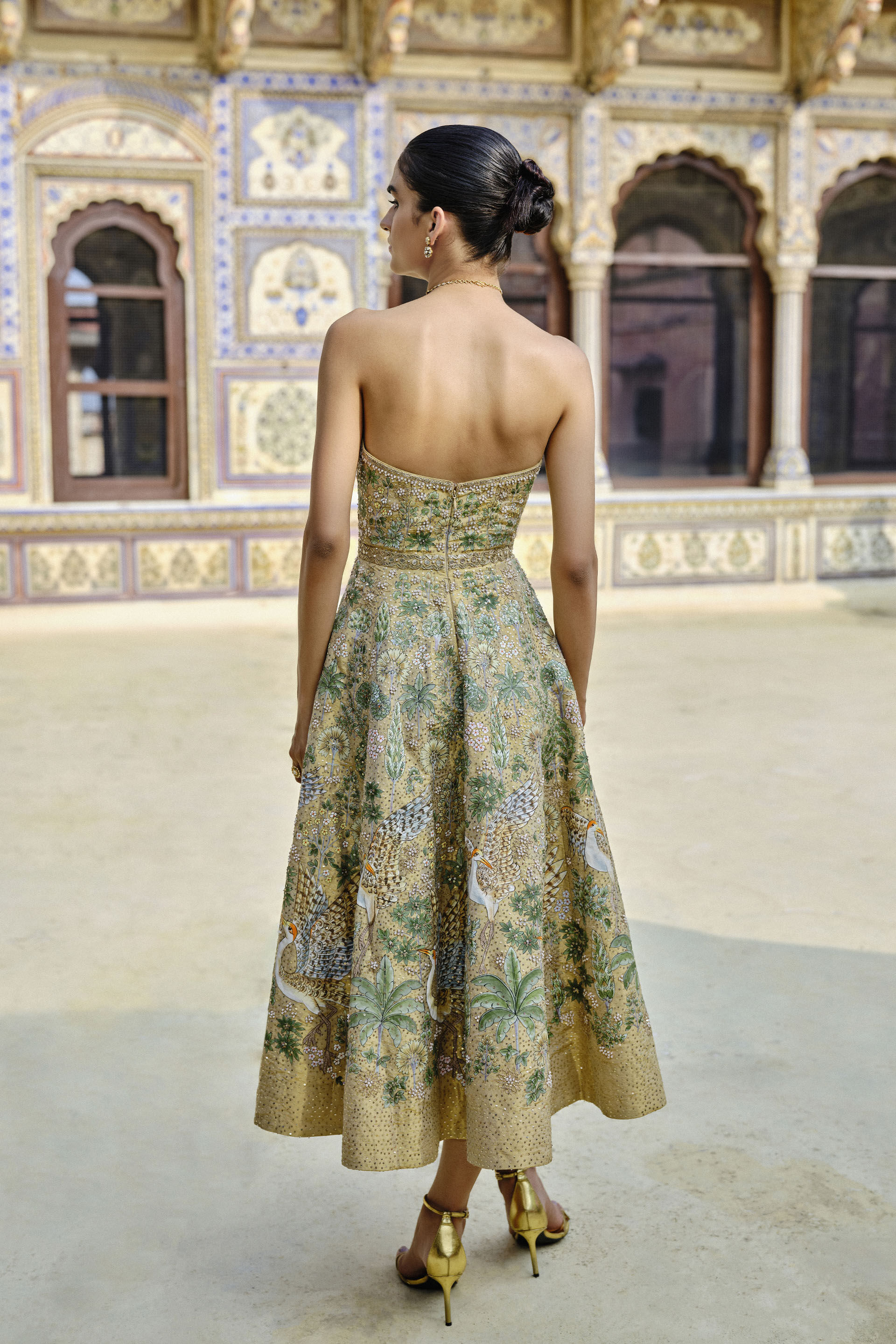 Avasa Hand-painted Pichhwai Silk Dress - Gold