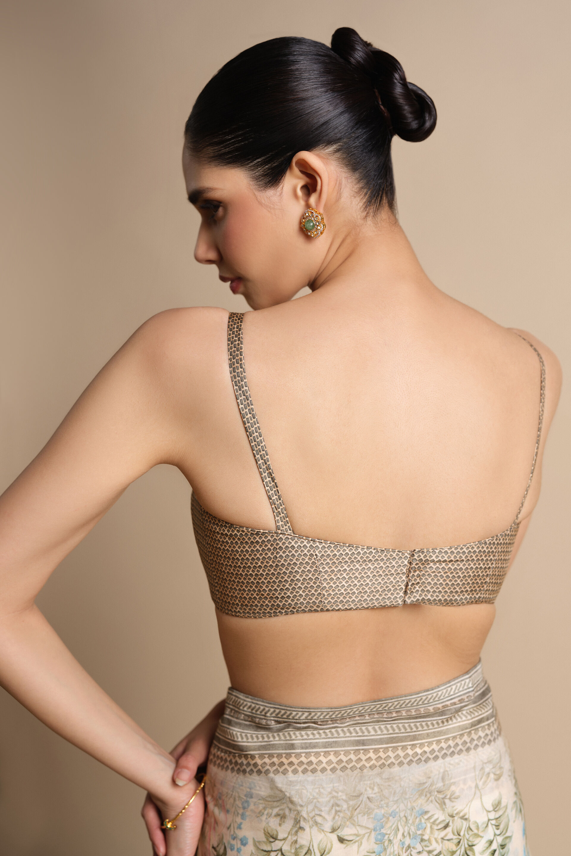 Romney Printed Saree - Natural, Natural, image 8