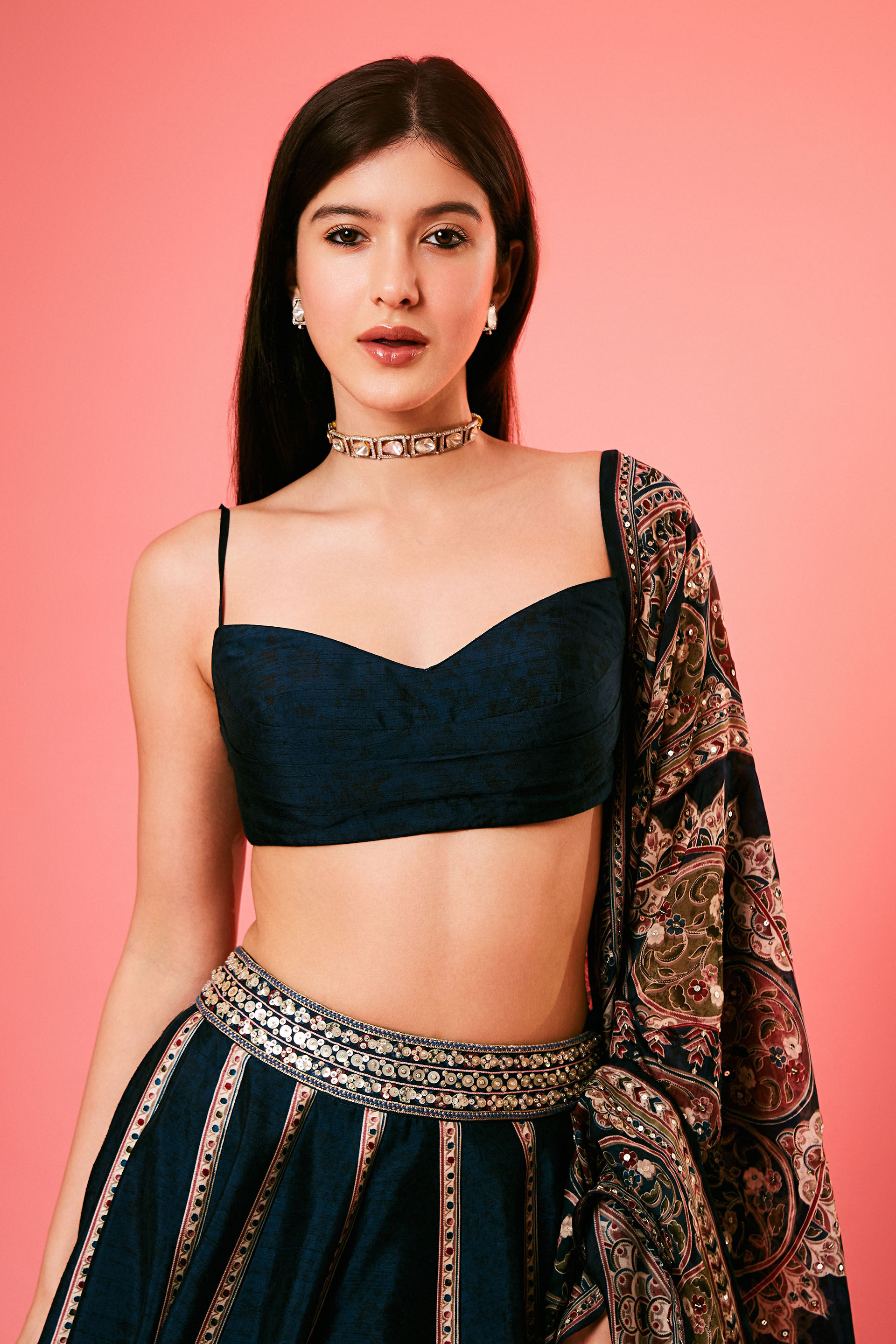 Azka Embroidered Lehenga - Blue, , image 3