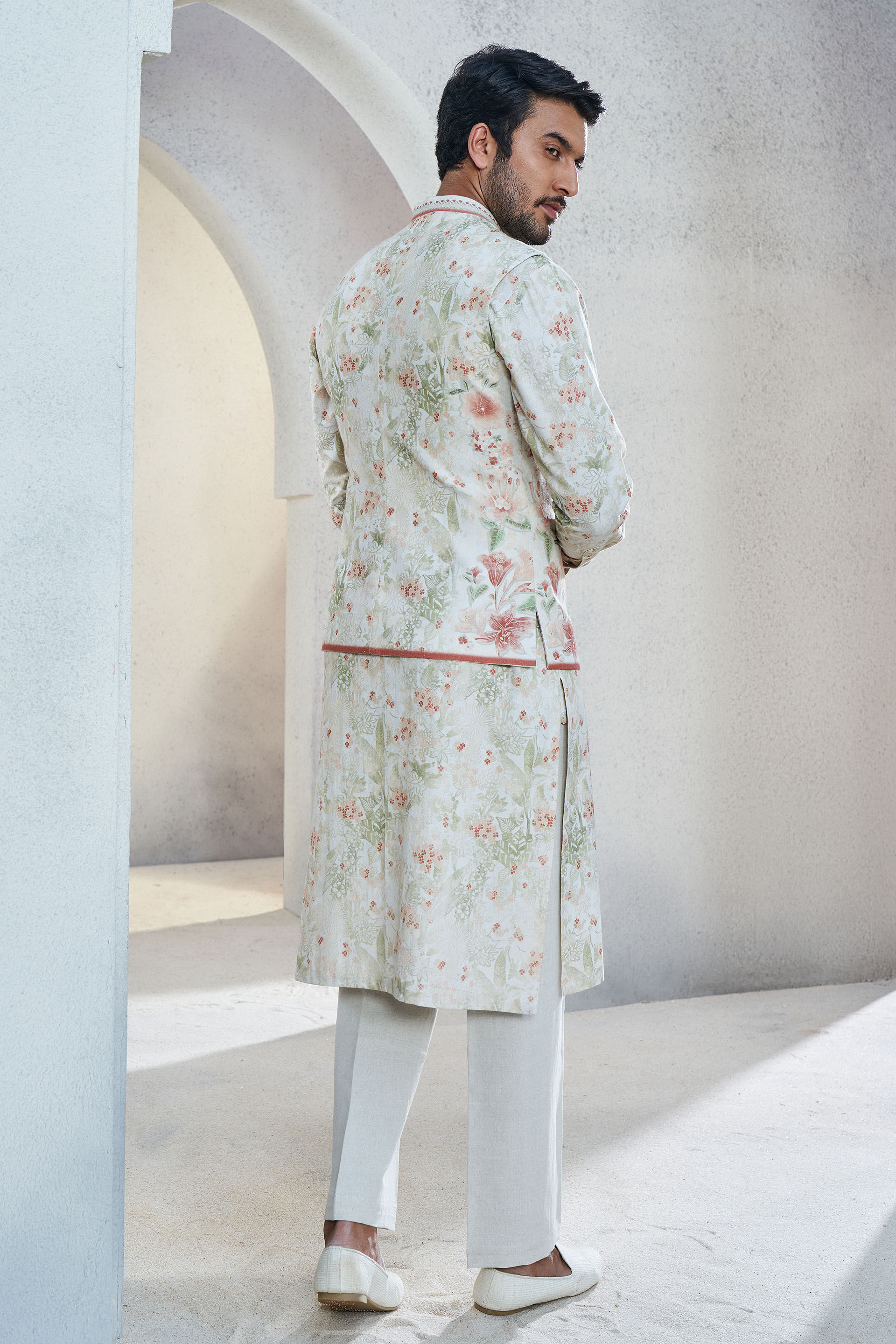 Ajish Nehru Jacket - Ivory, Ivory, image 3