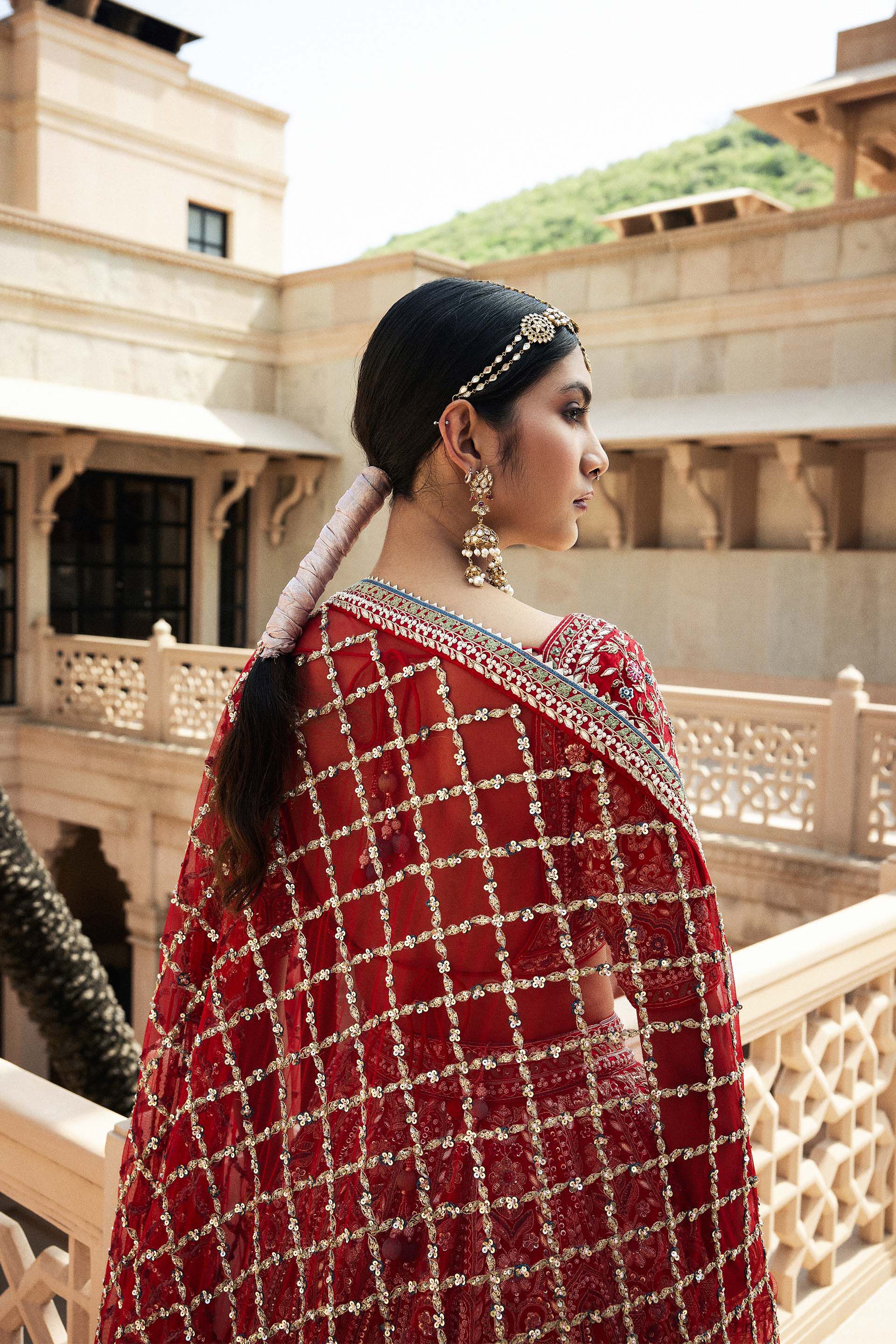 Anita dongre red bridal lehenga sale