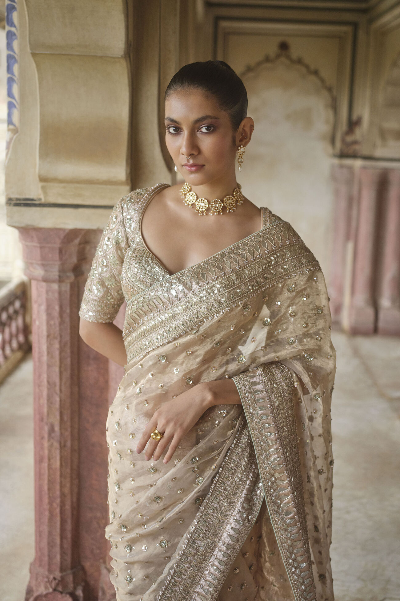 Anita Dongre Jewellery On Bandhani Saree Buy Designer Ishama