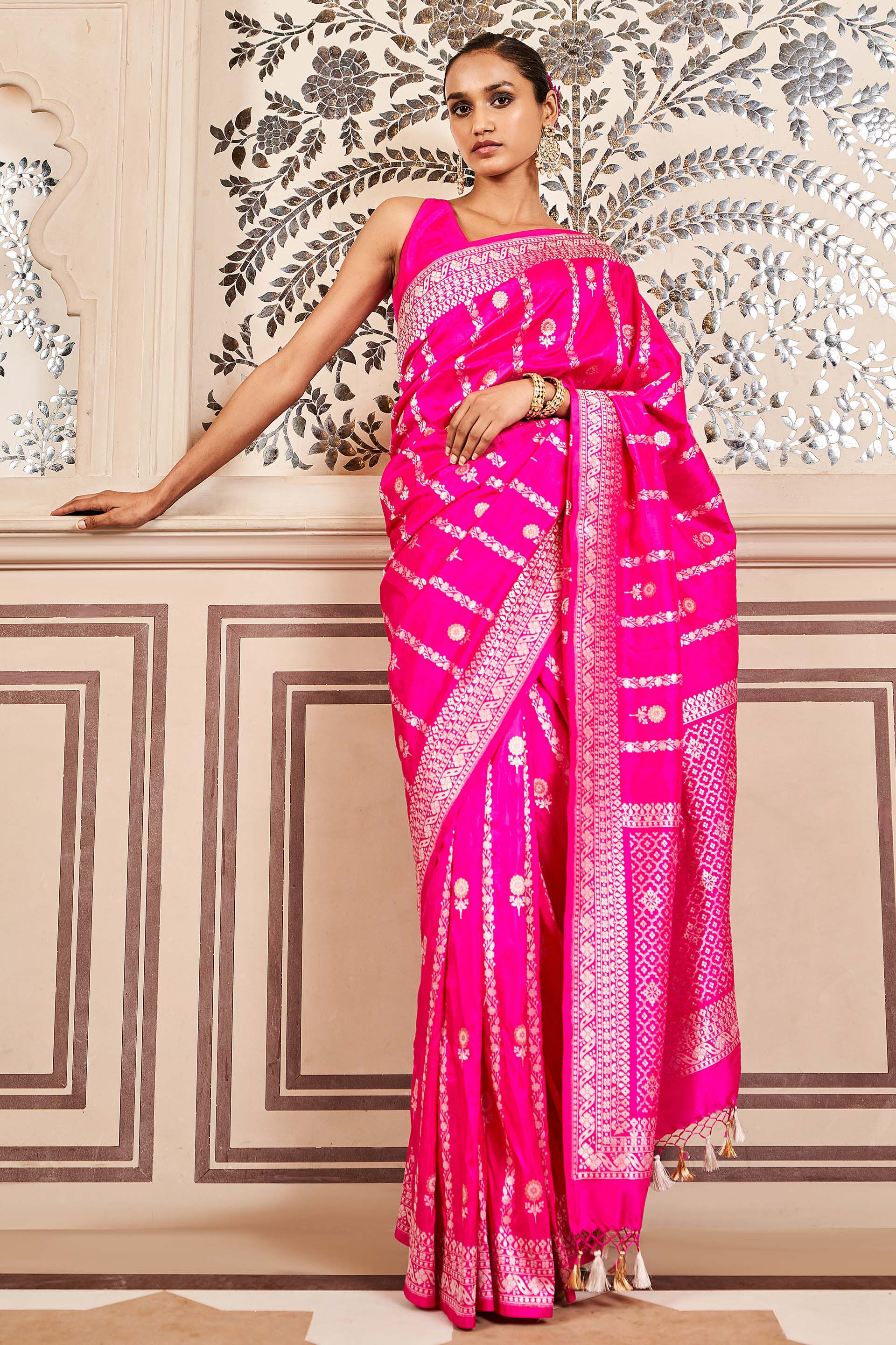 Sravya Benarasi Saree - Pink, Pink, image 5