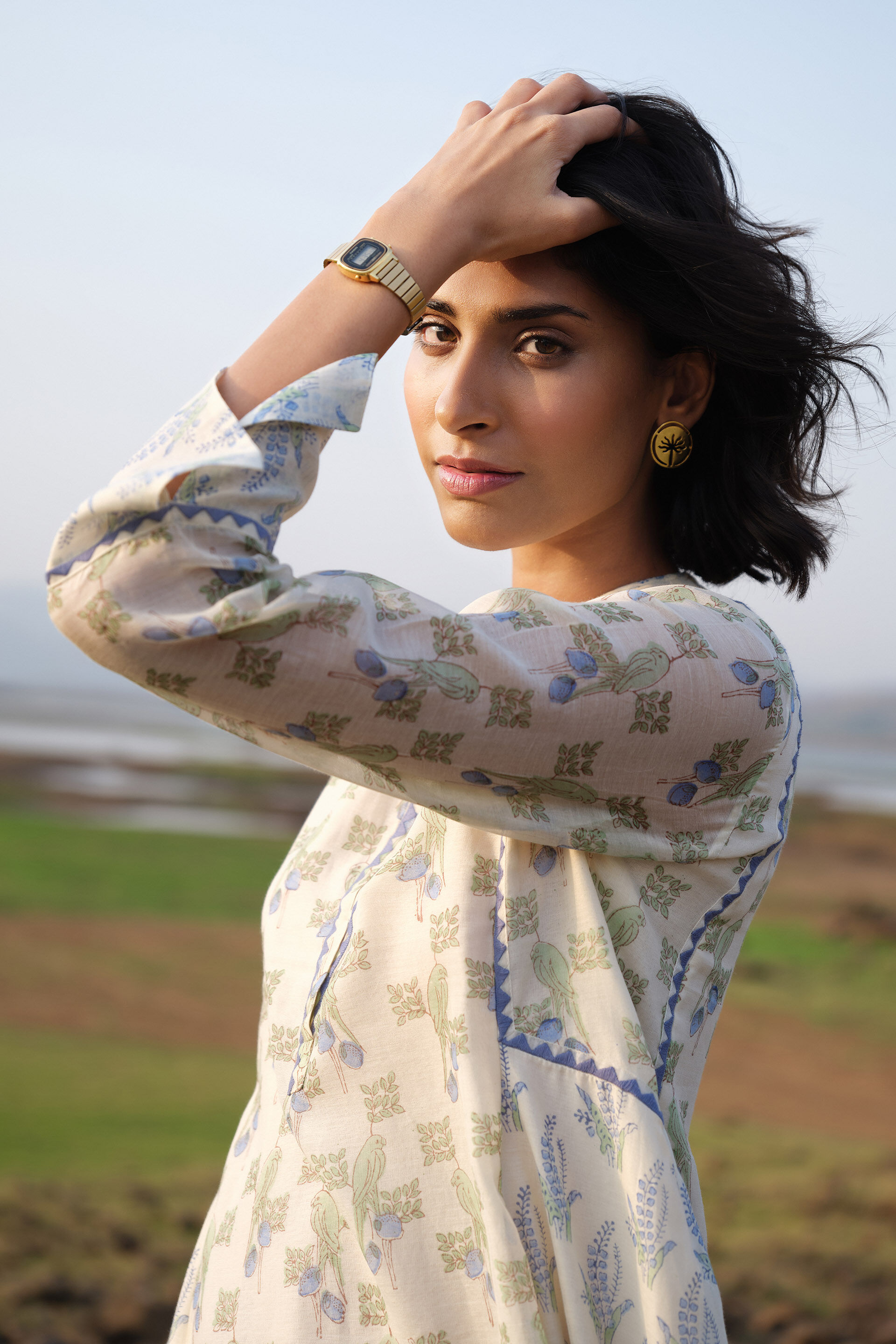 Florin Hand-block Printed Mul Kurta - White, White, image 5