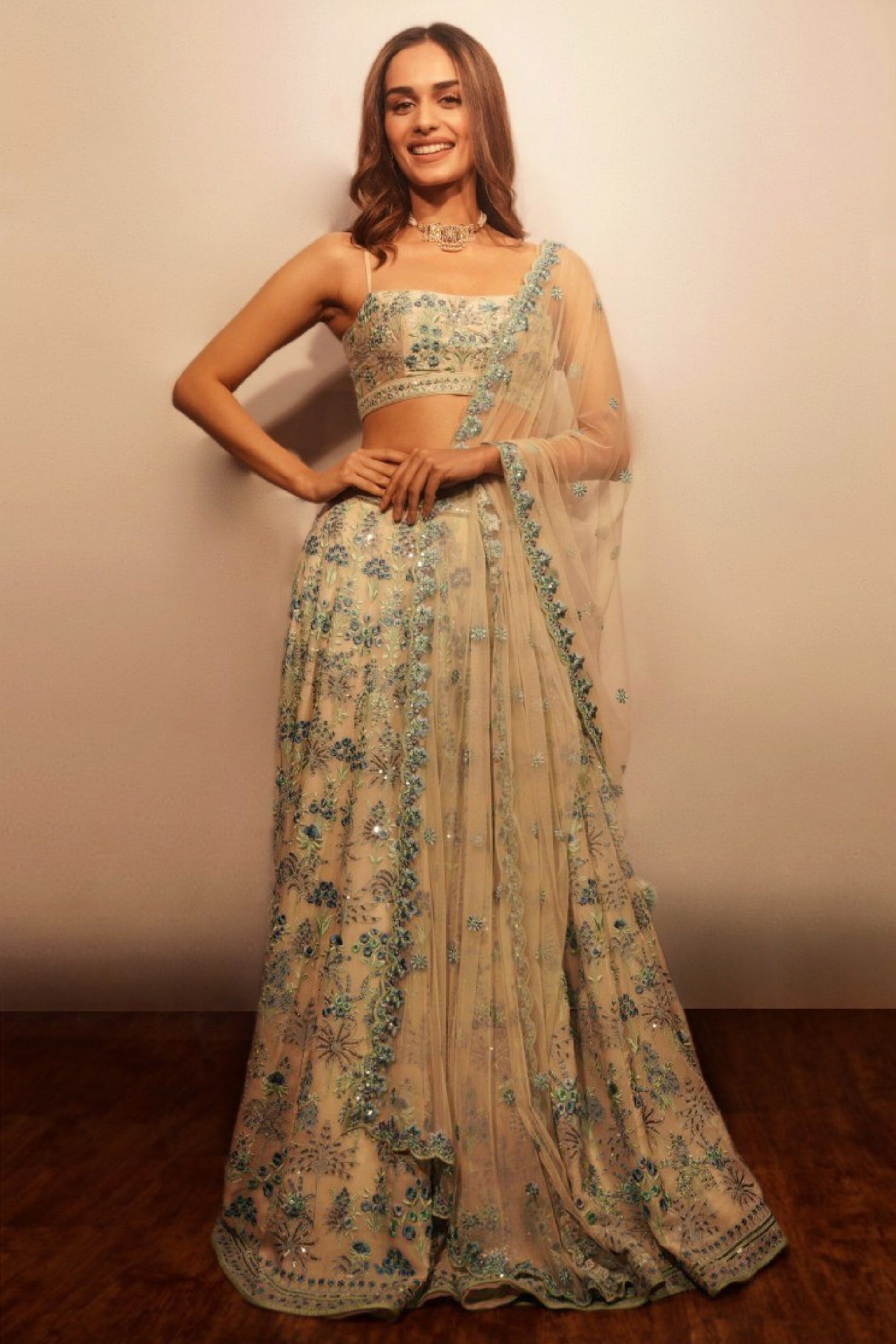 Buy Bridal Periwinkle Dreams Lehenga Set White Online from Anita Do