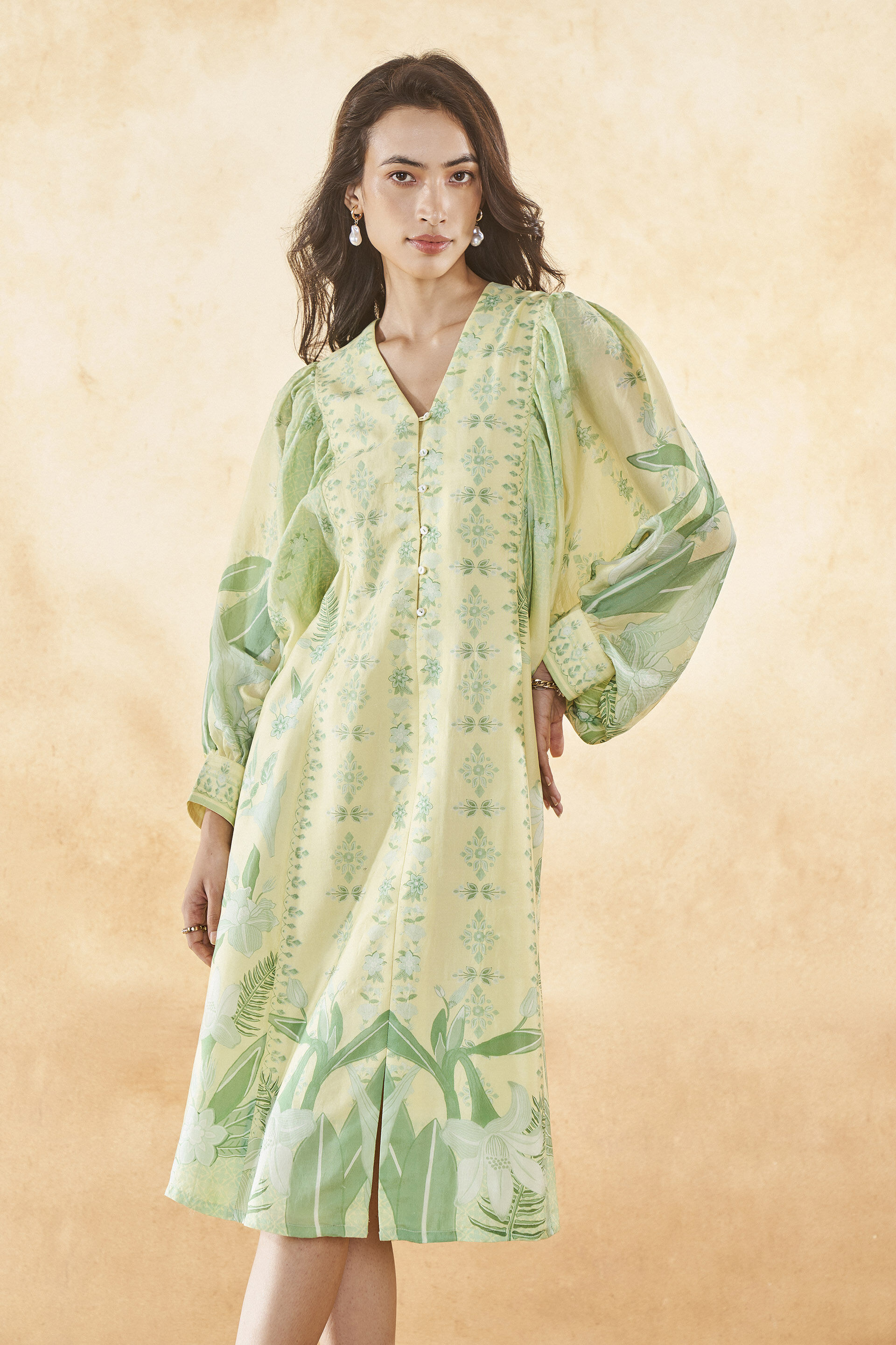 Emaline Silk Dress Yellow