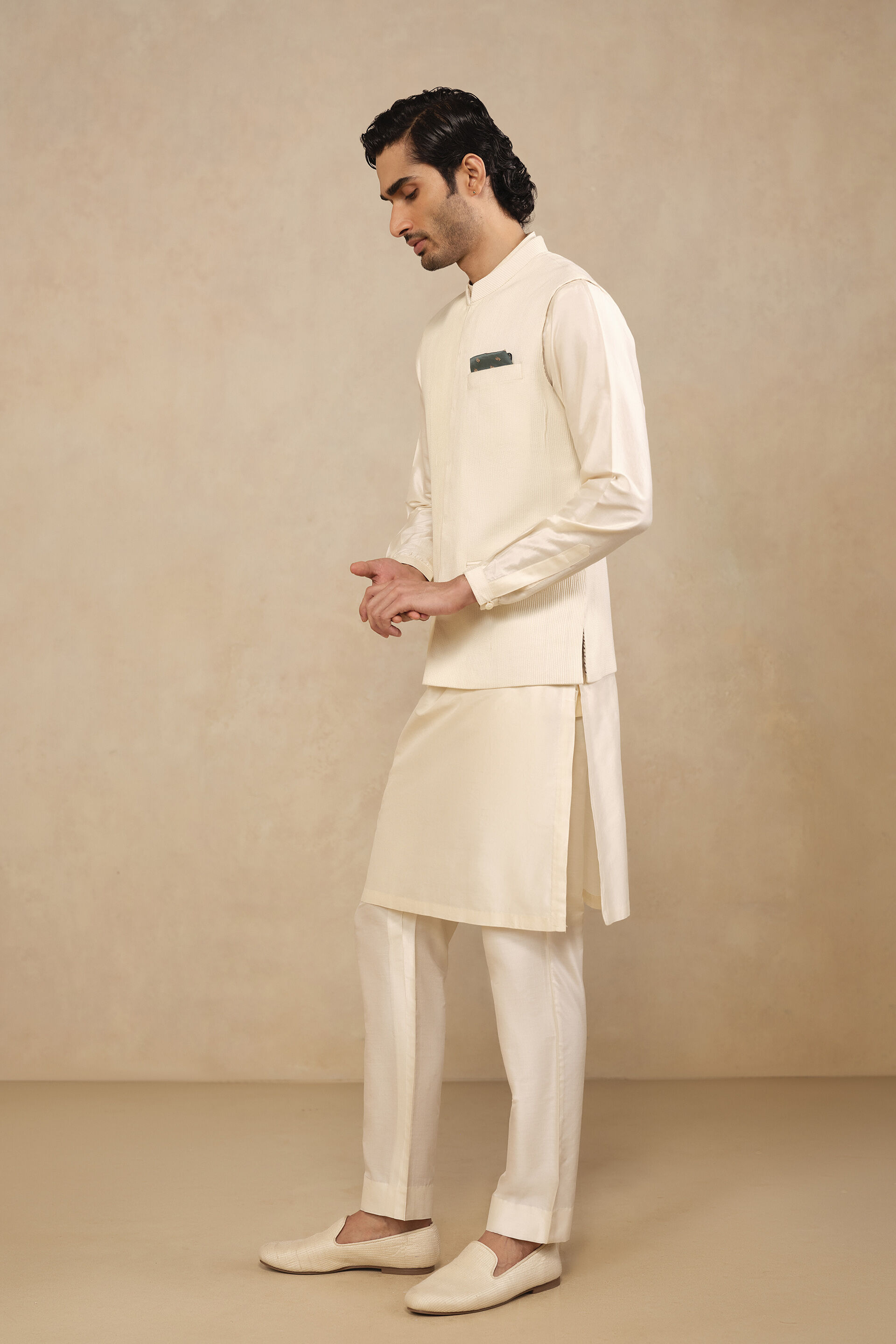 Akheel Nehru Jacket - Ivory, Ivory, image 3