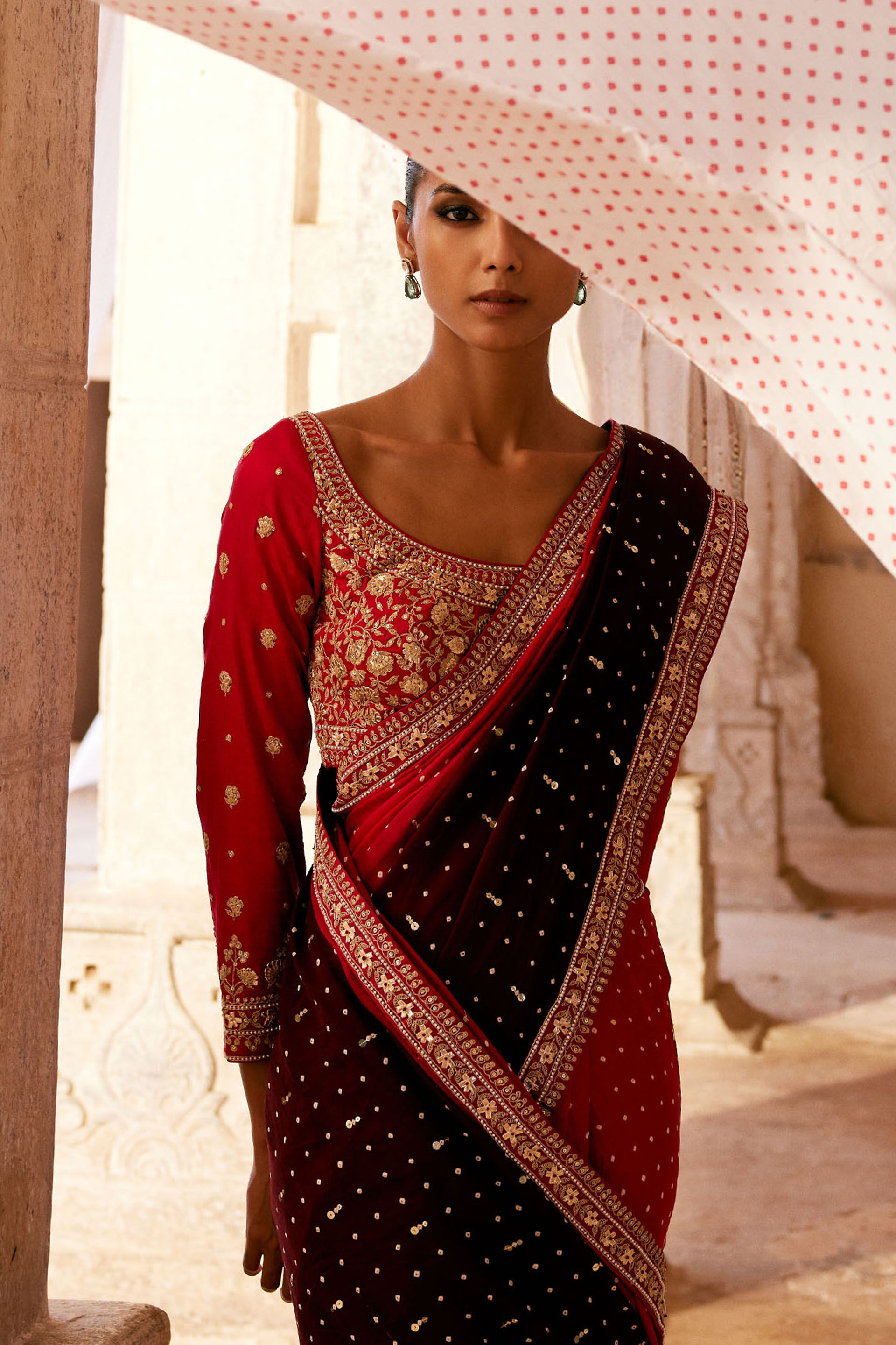 Sarovar Handcrafted Bandhani Silk Choli - Red