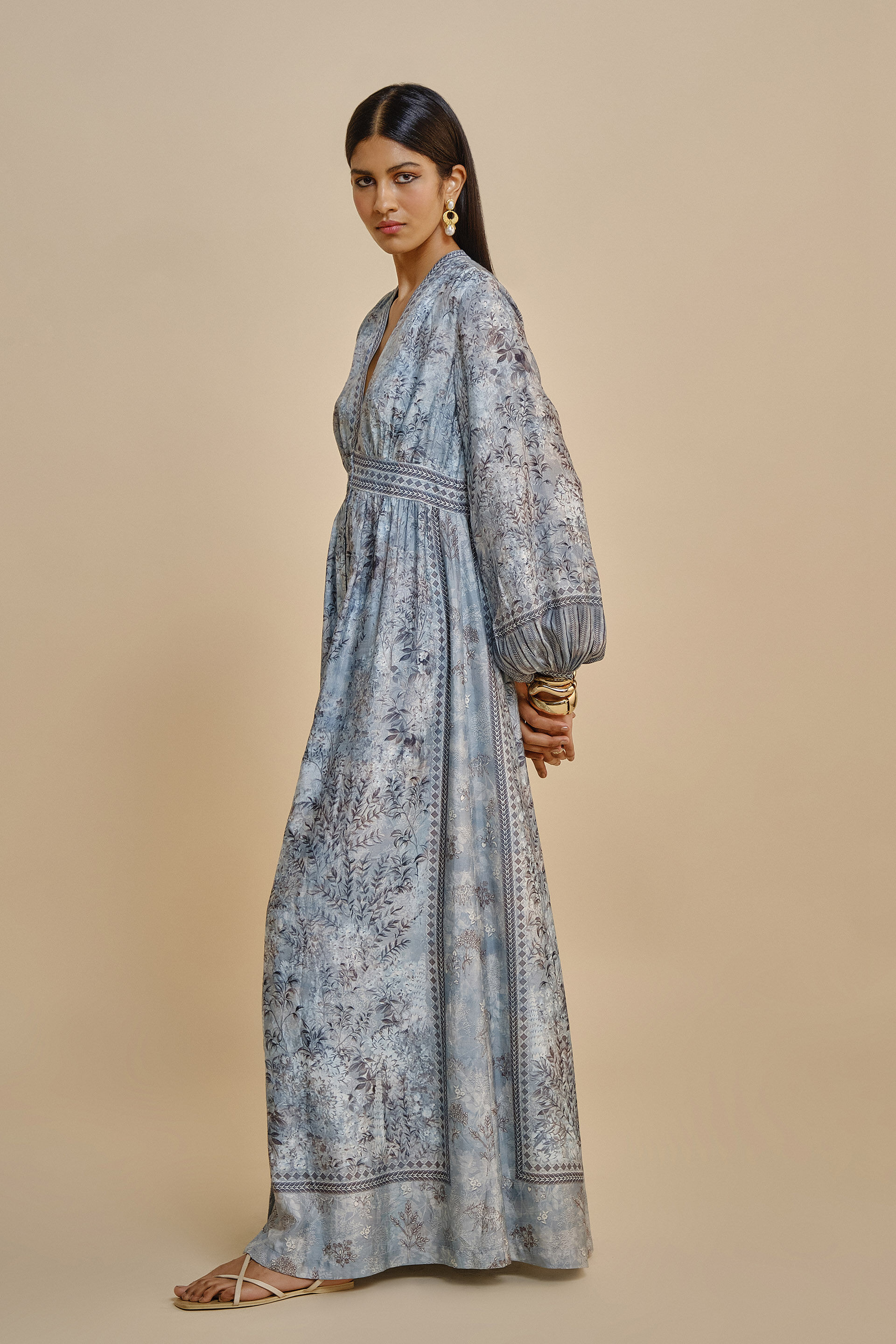 Irmak Silk Kaftan - Powder Blue, Powder Blue, image 3