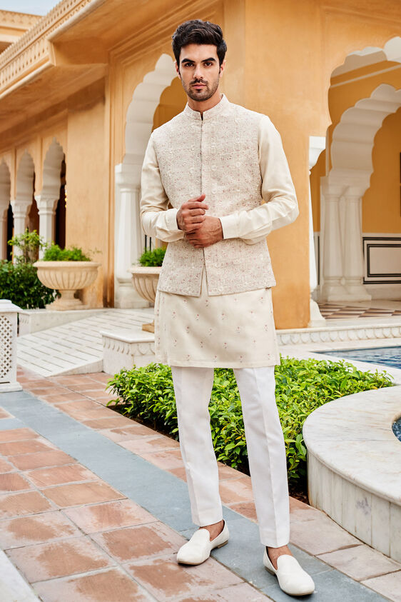 Buy Gaith Nehru Jacket - Off White for Wedding from Anita Dongre