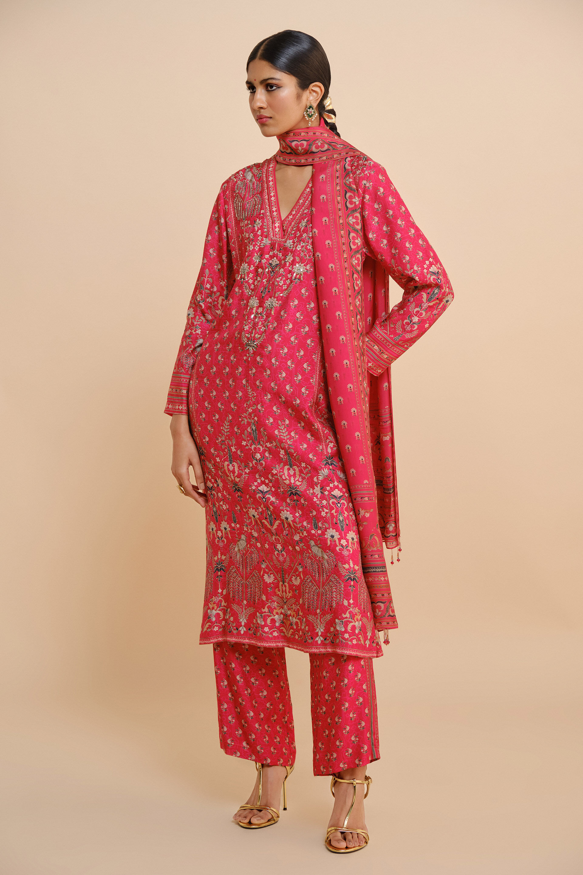 Nooraya Silk Suit Set - Red, Red, image 3
