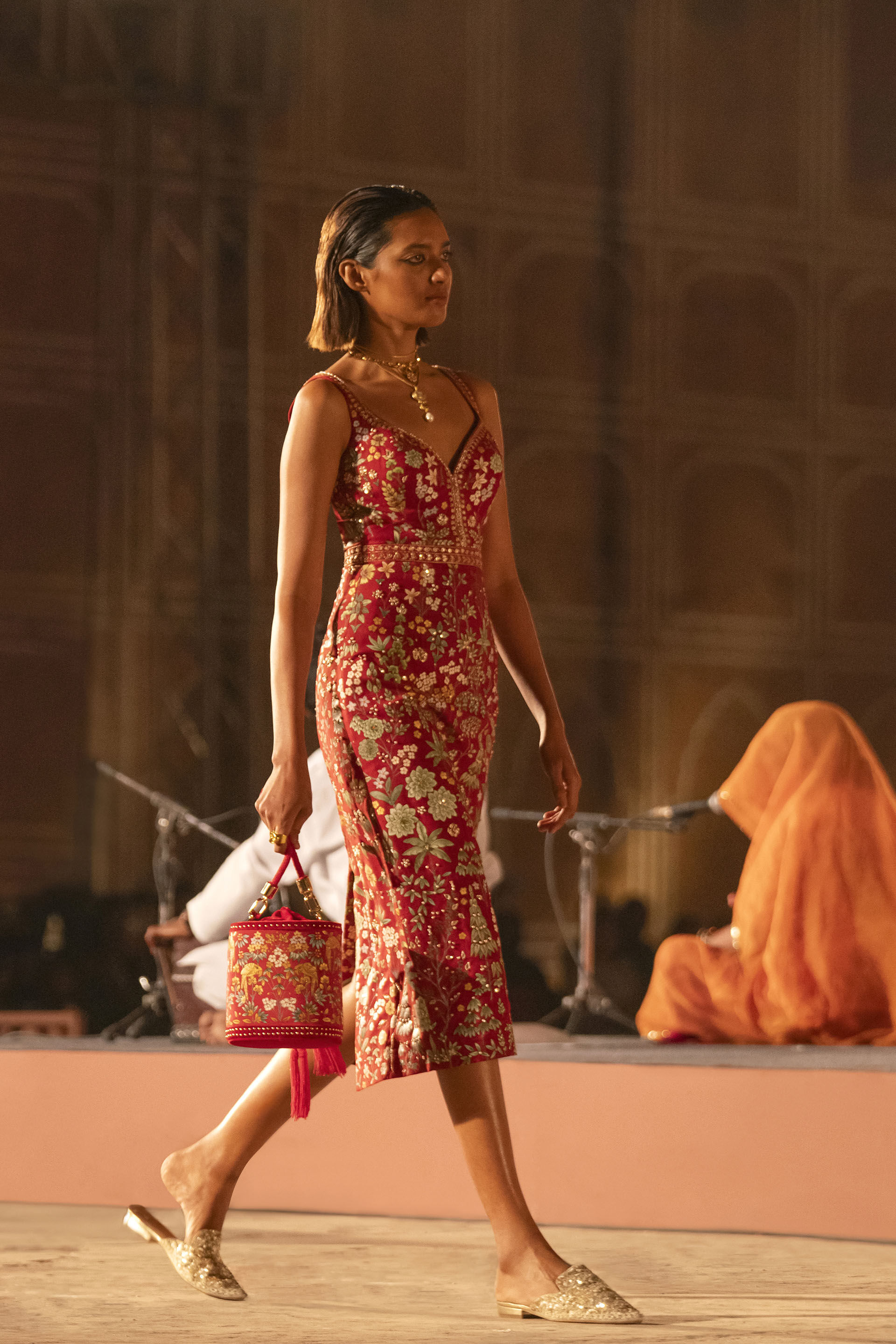 Ballad Of The Wild Hand-painted Pichhwai Silk Dress - Red, Red, image 6