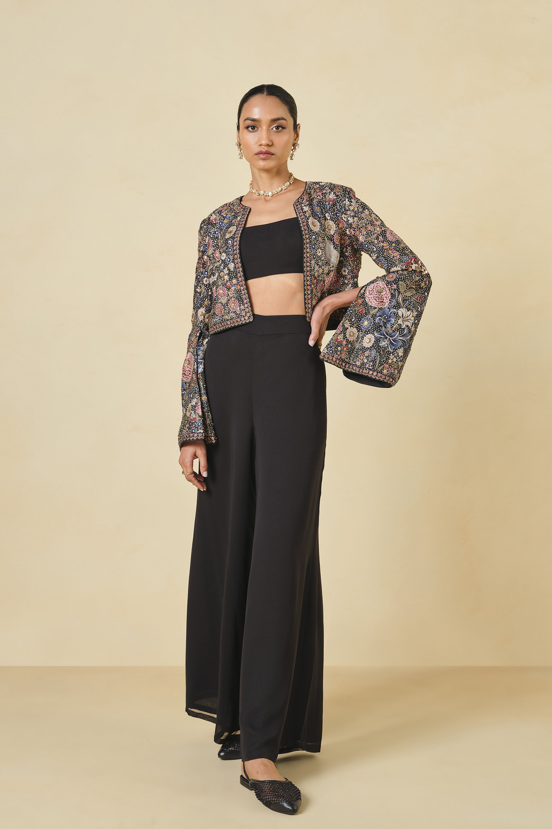 Life Of The Nightforest Sequin Palazzo Set - Black, Black, image 1