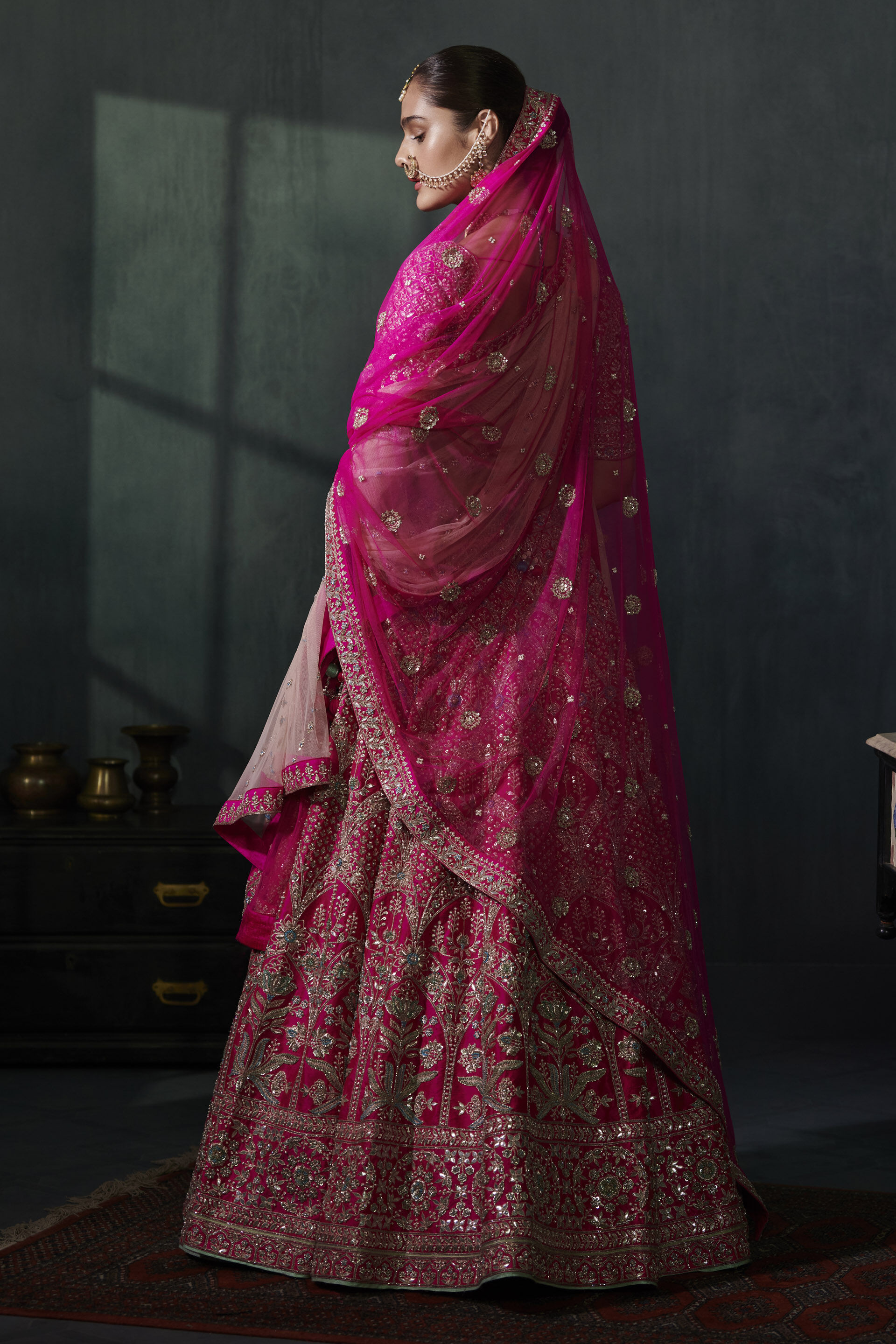 Pink Colour Wedding Lehenga Choli In Velvet