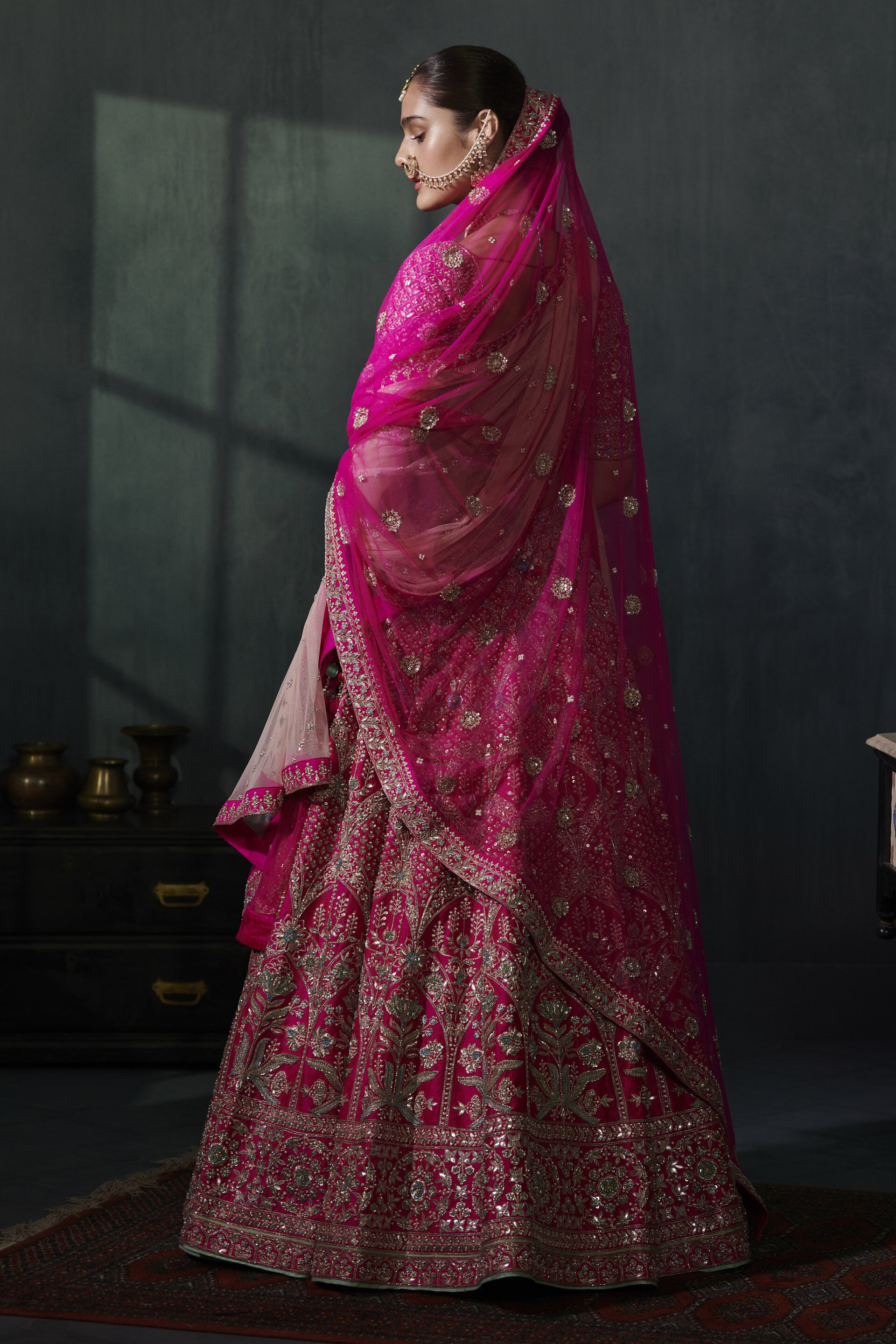 Pink Colour Wedding Lehenga Choli In Velvet
