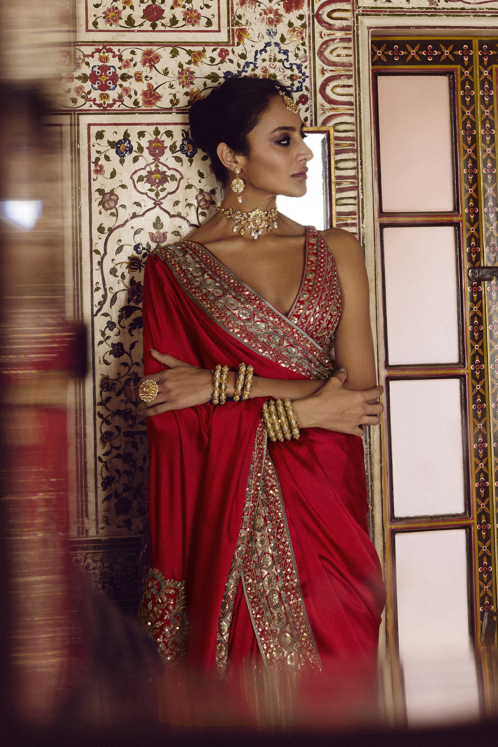 Shyamangi Embroidered Silk Saree - Red, Red, image 4